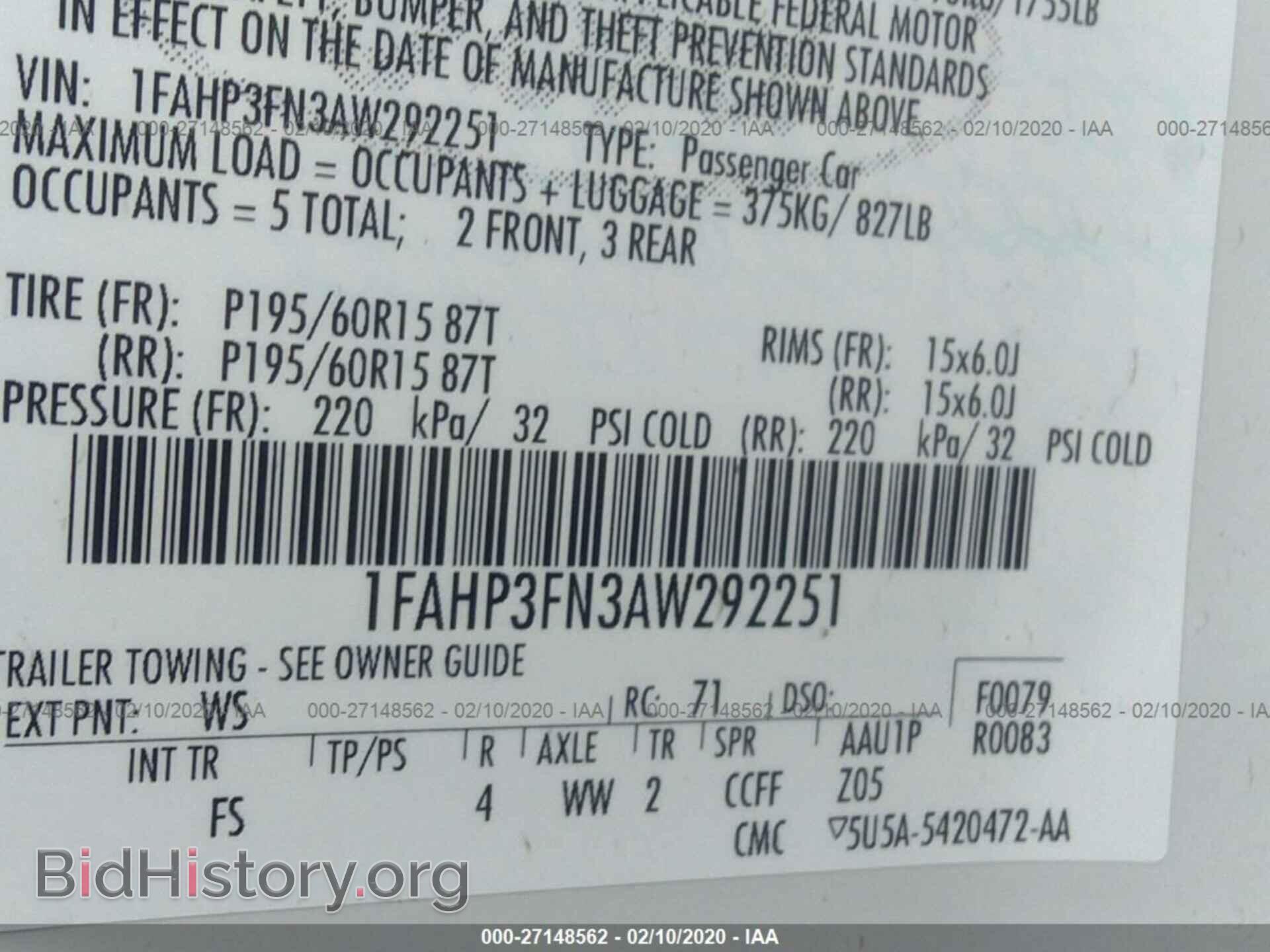 2010 FORD FOCUS - VIN: 1FAHP3FN3AW292251 - Фото 9