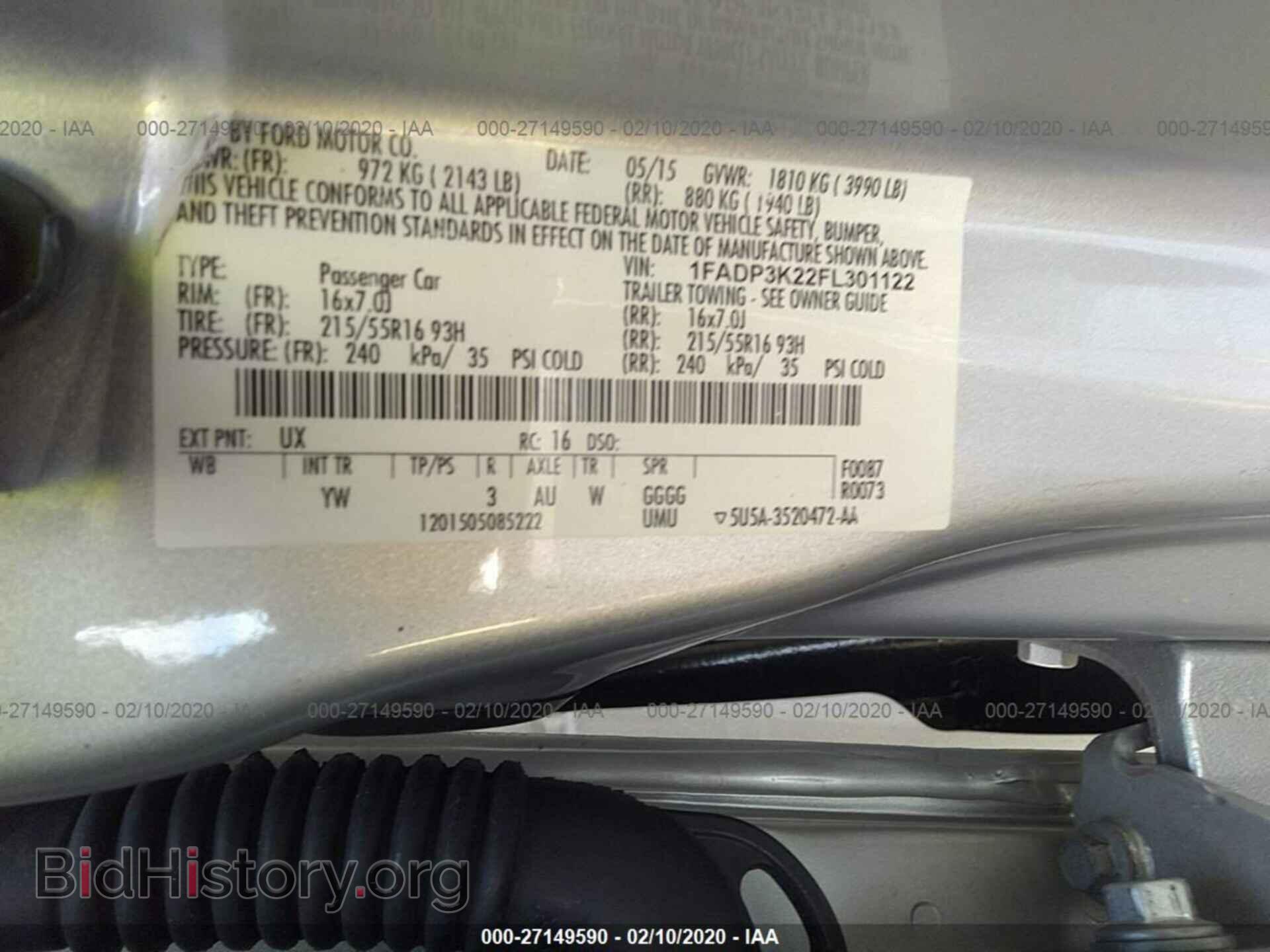 2015 FORD FOCUS - VIN: 1FADP3K22FL301122 - Фото 9