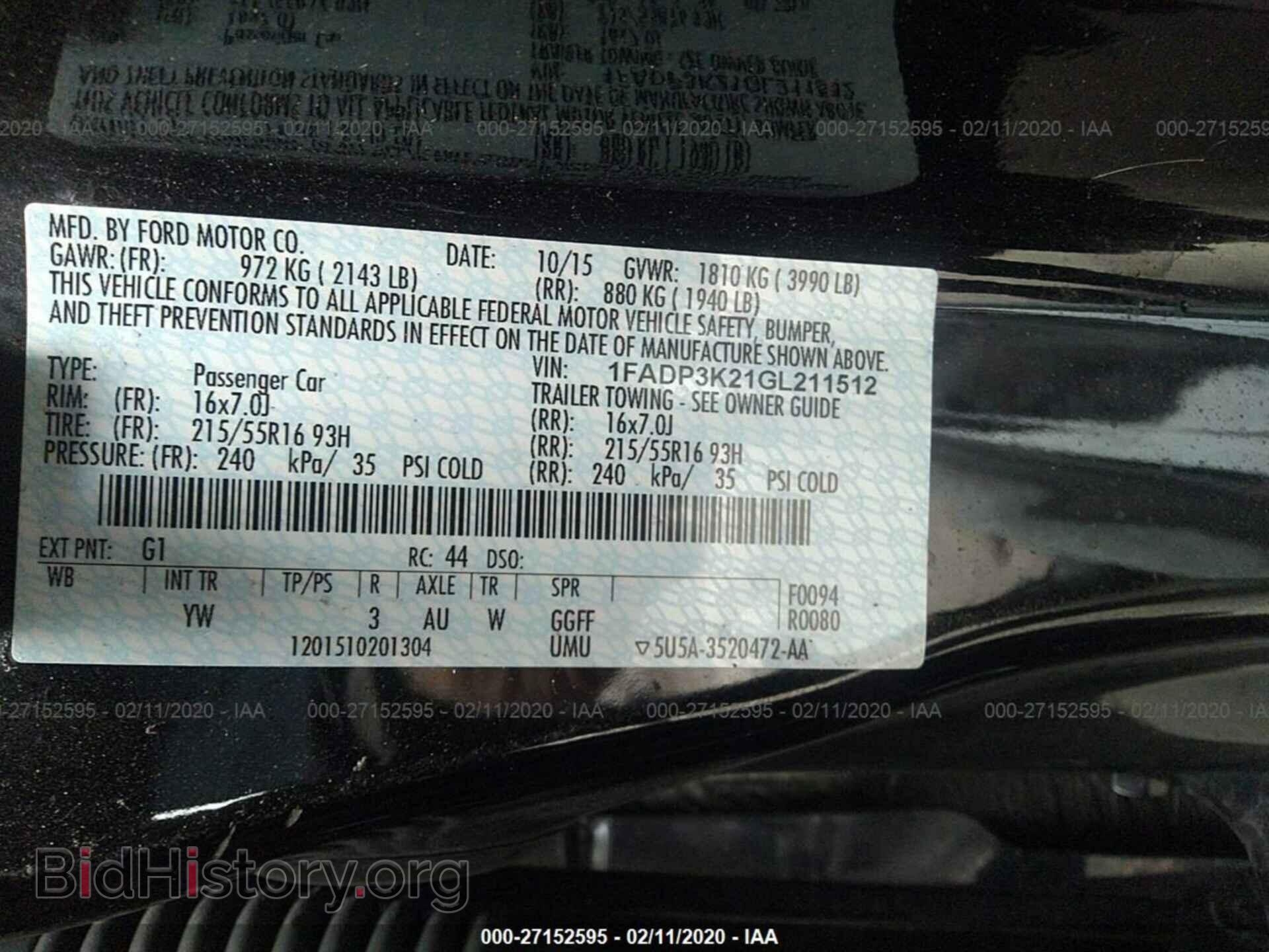2016 FORD FOCUS - VIN: 1FADP3K21GL211512 - Фото 9