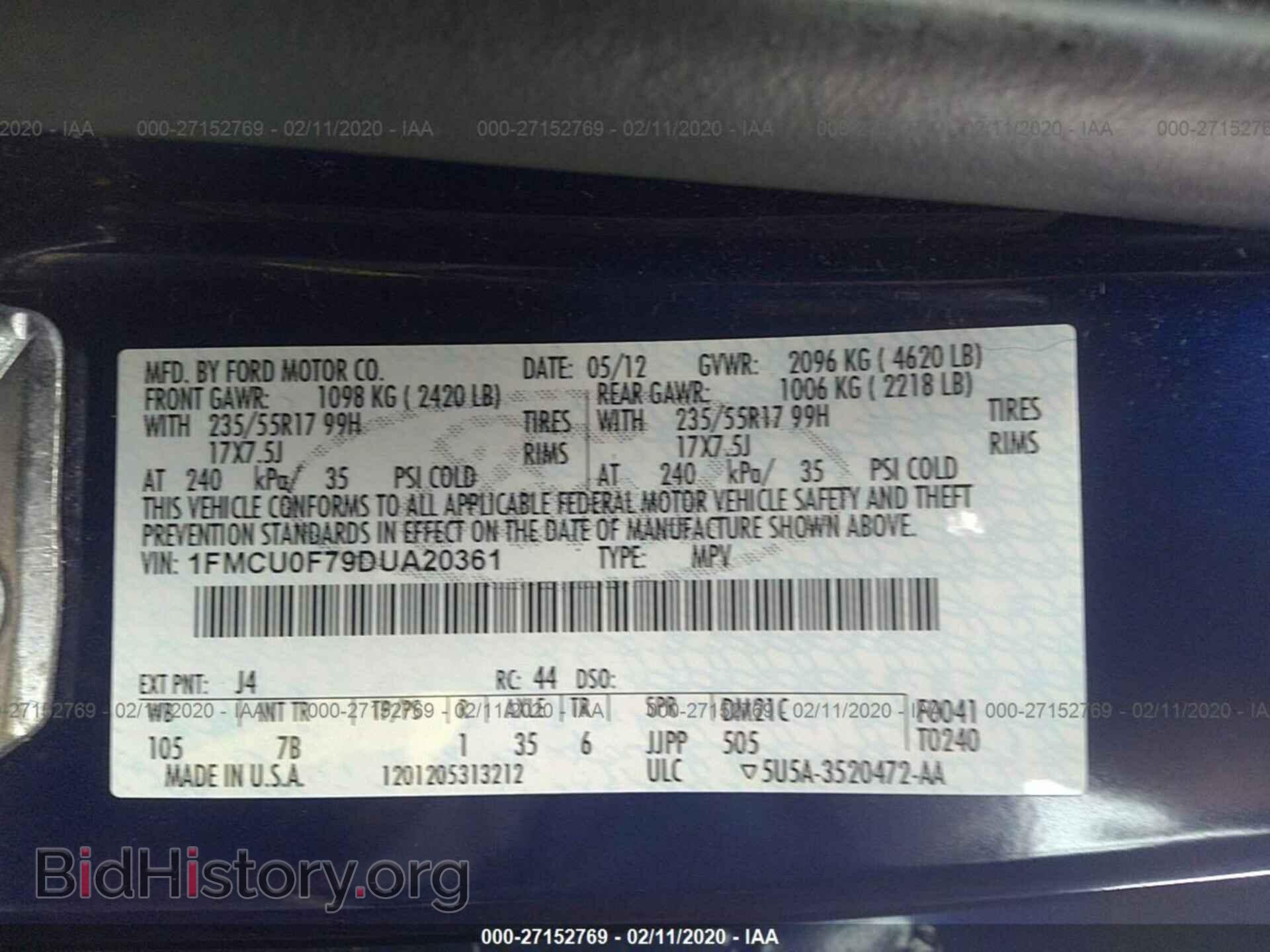 2013 FORD ESCAPE - VIN: 1FMCU0F79DUA20361 - Photo 9