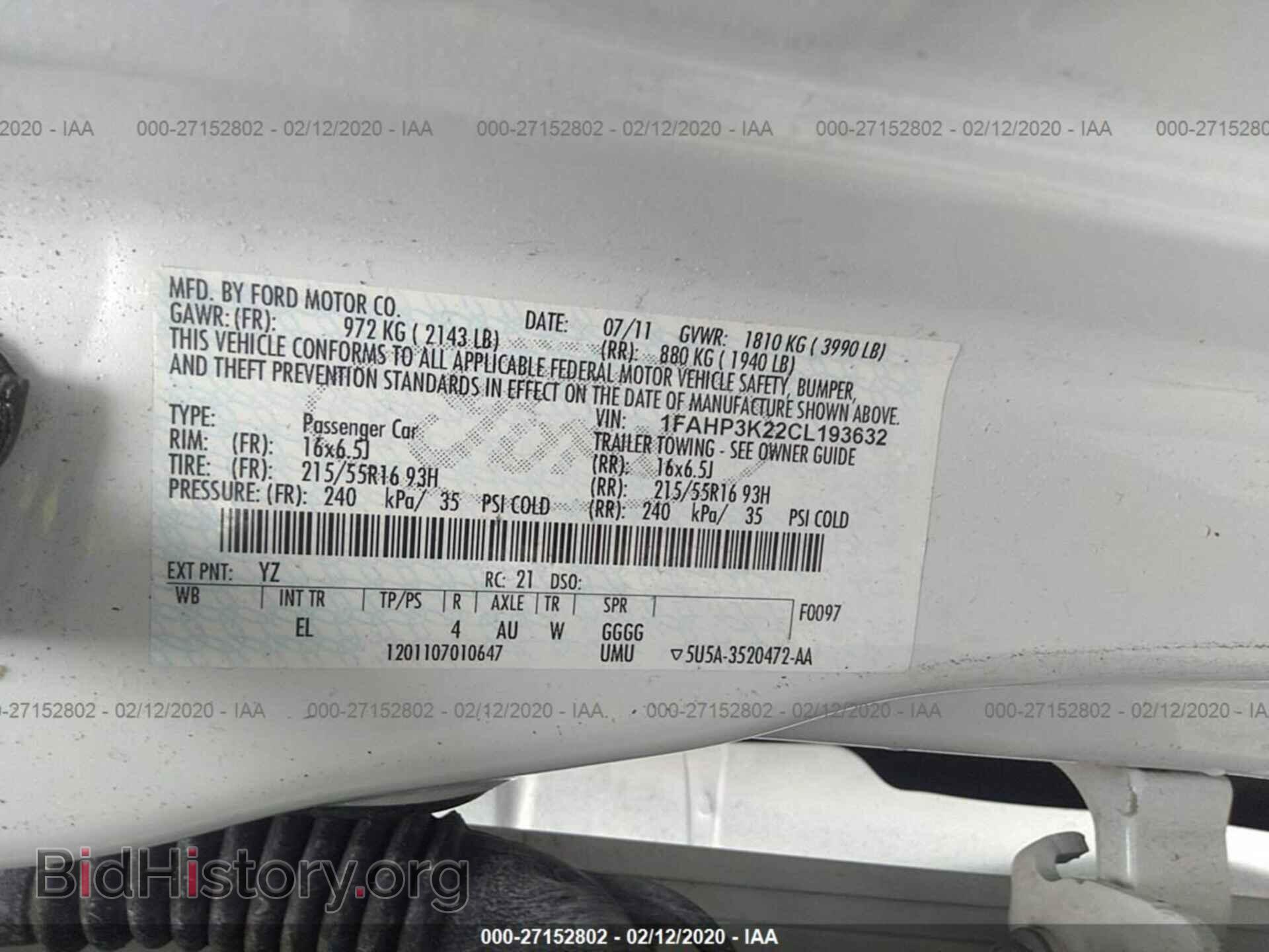 2012 FORD FOCUS - VIN: 1FAHP3K22CL193632 - Фото 9