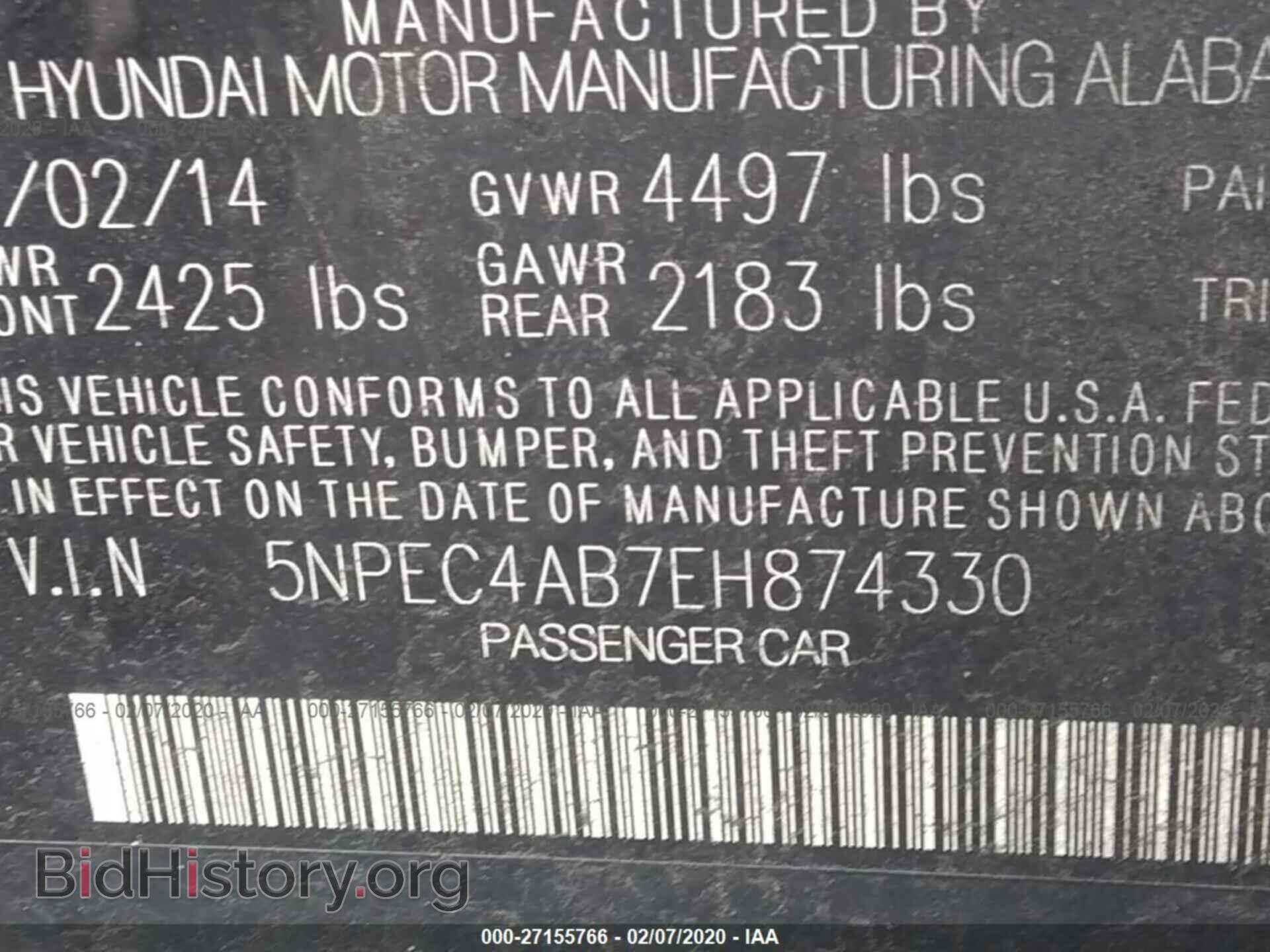 2014 HYUNDAI SONATA - VIN: 5NPEC4AB7EH874330 - Фото 9