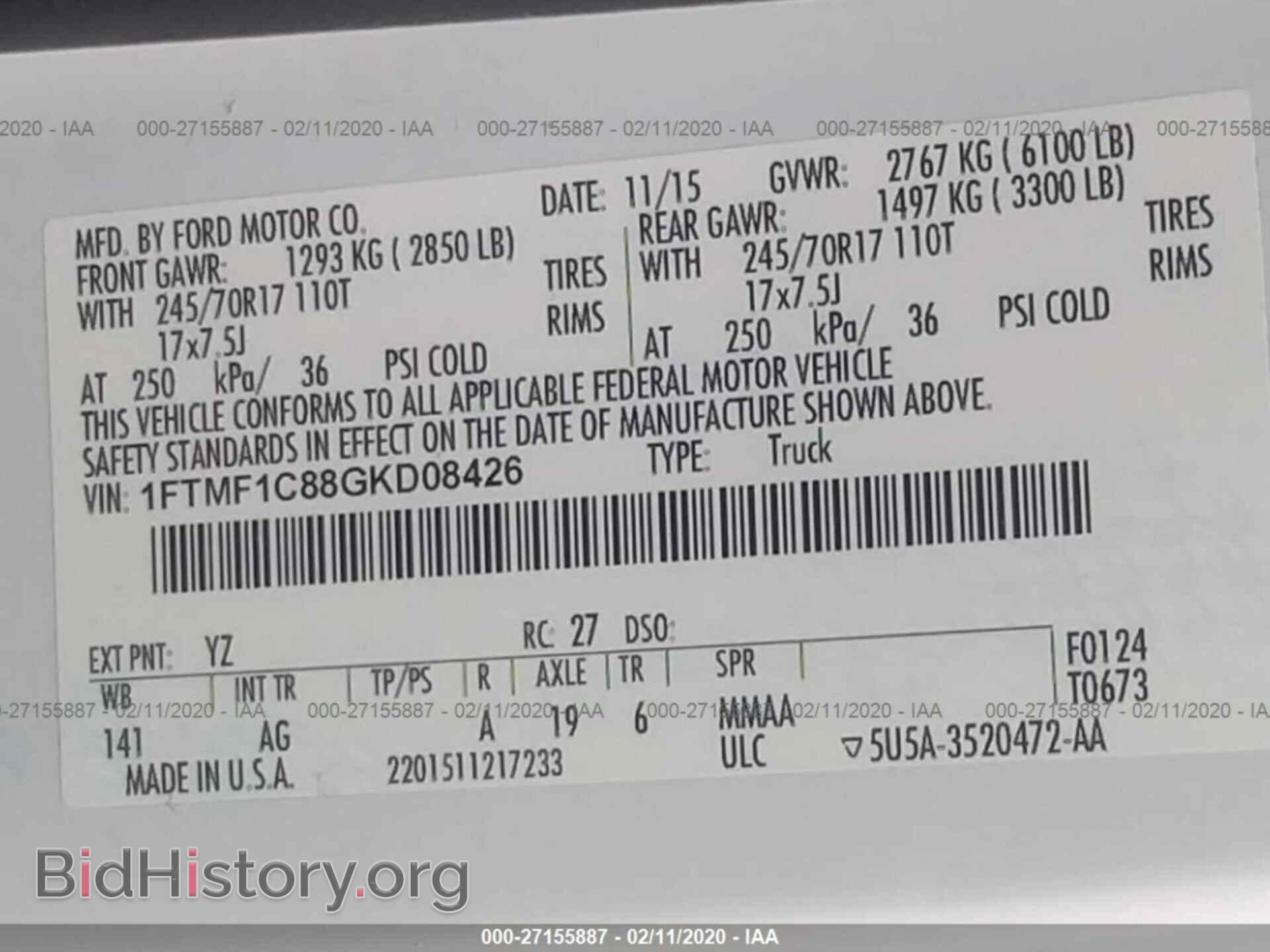 2016 FORD F150 - VIN: 1FTMF1C88GKD08426 - Фото 9