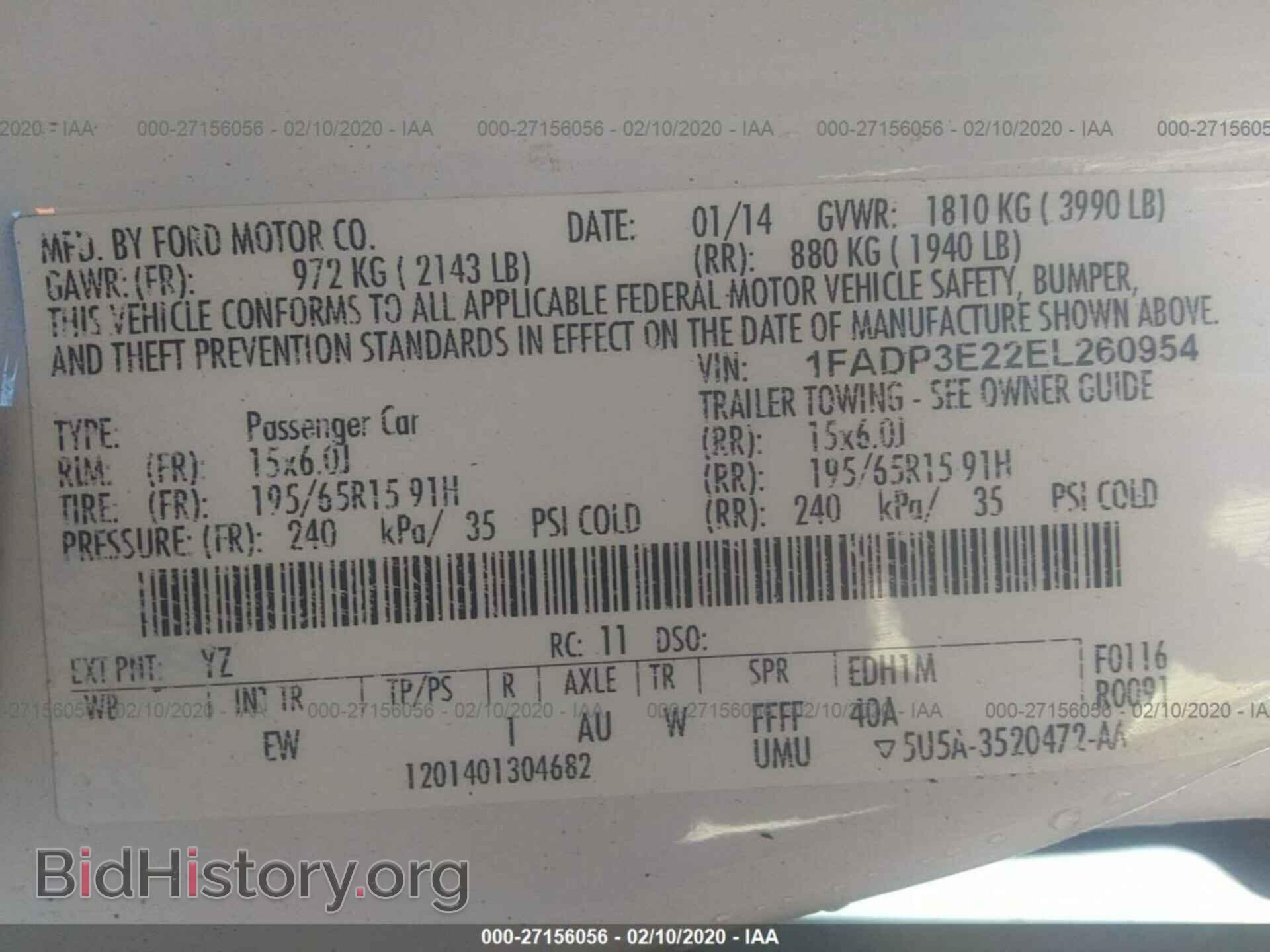 2014 FORD FOCUS - VIN: 1FADP3E22EL260954 - Фото 9