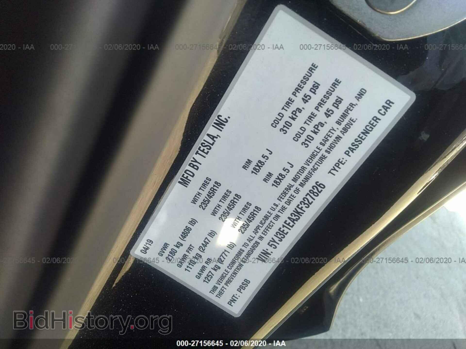 2019 TESLA MODEL 3 - VIN: 5YJ3E1EA3KF327826 - Photo 9
