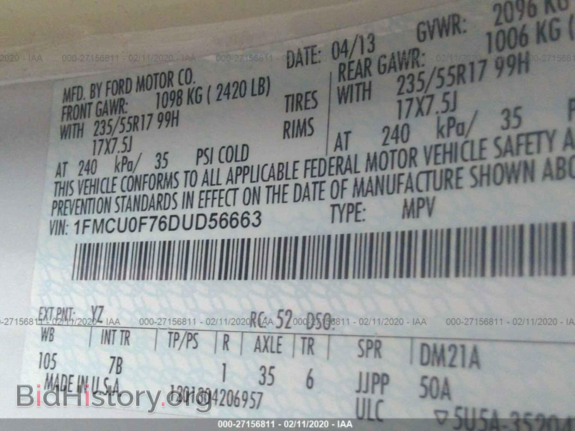 2013 FORD ESCAPE - VIN: 1FMCU0F76DUD56663 - Photo 9