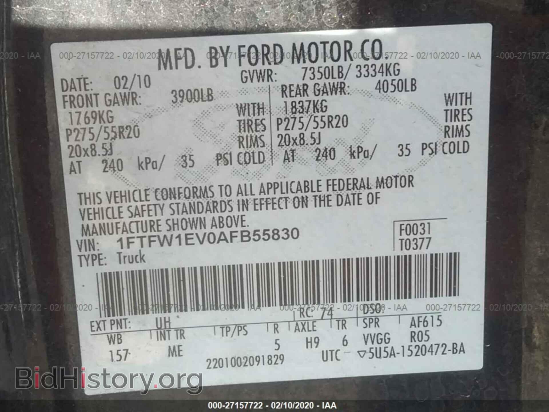 2010 FORD F150 - VIN: 1FTFW1EV0AFB55830 - Фото 9