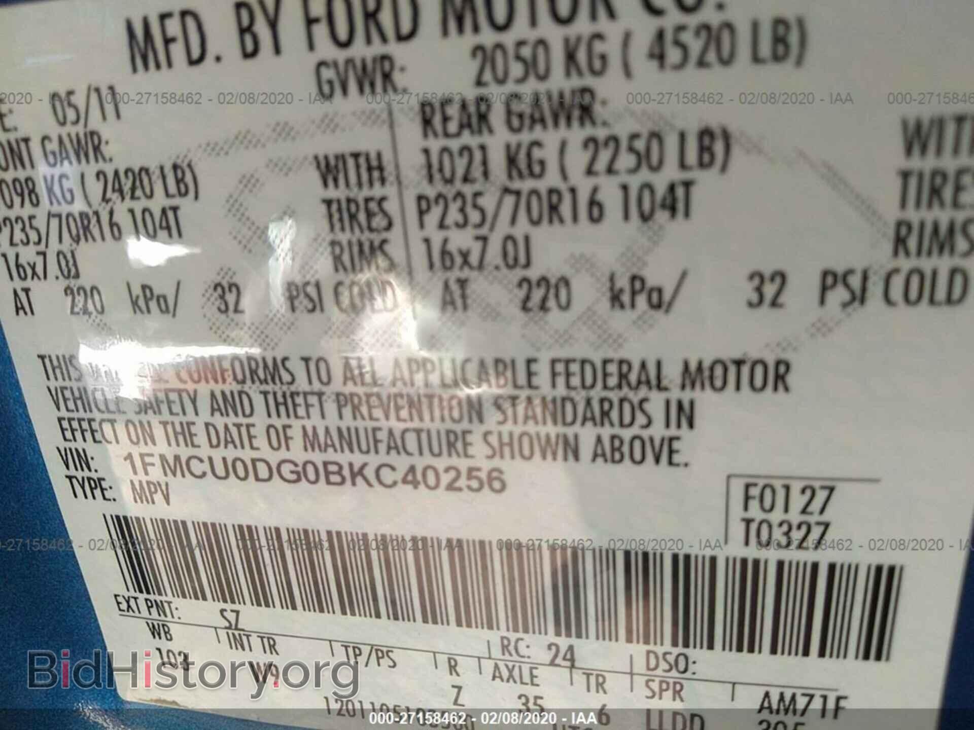 2011 FORD ESCAPE - VIN: 1FMCU0DG0BKC40256 - Photo 9