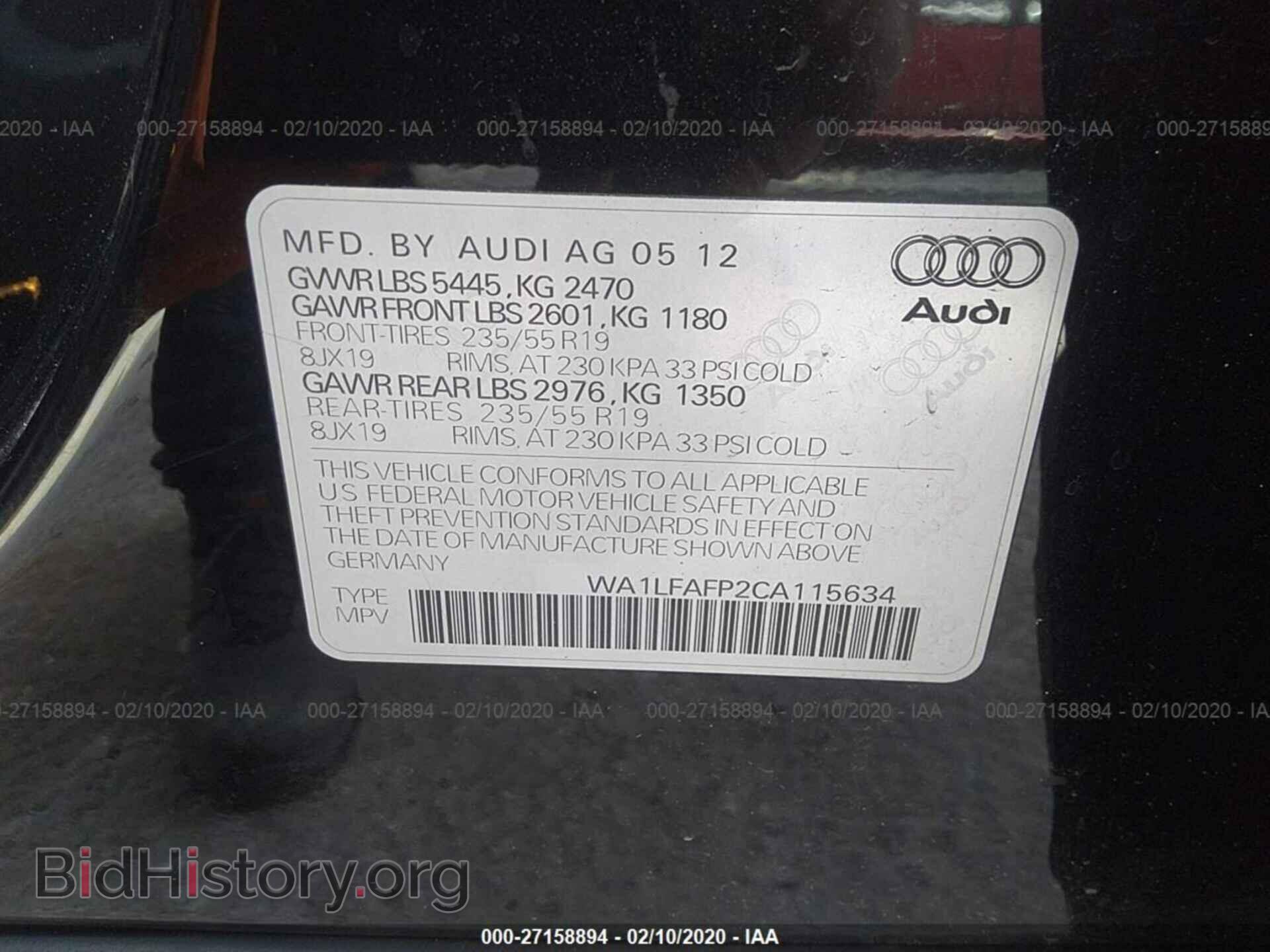 2012 AUDI Q5 - VIN: WA1LFAFP2CA115634 - Photo 9