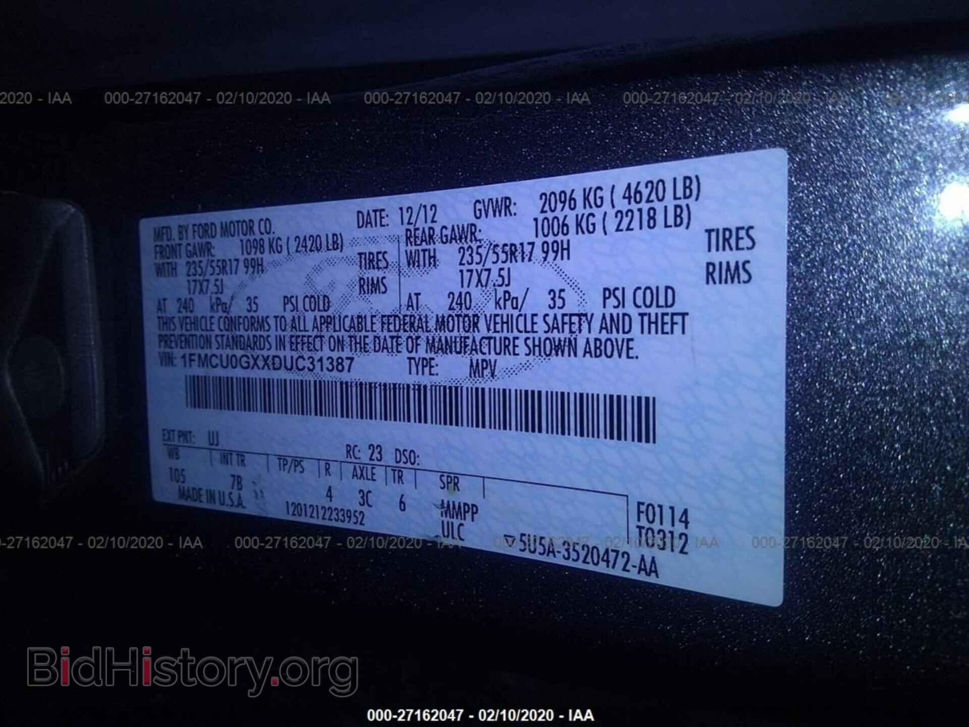 2013 FORD ESCAPE - VIN: 1FMCU0GXXDUC31387 - Фото 9