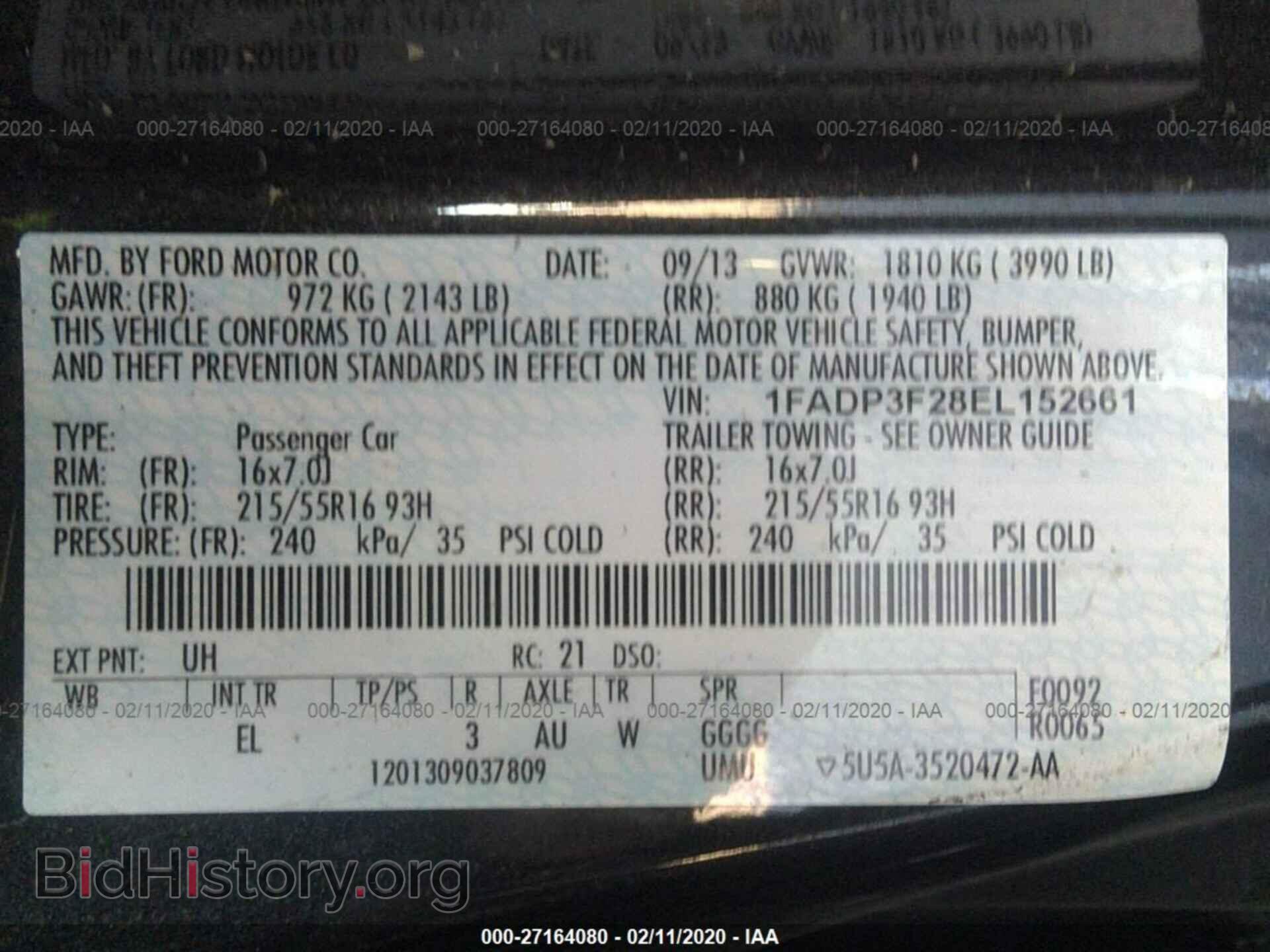 2014 FORD FOCUS - VIN: 1FADP3F28EL152661 - Фото 9