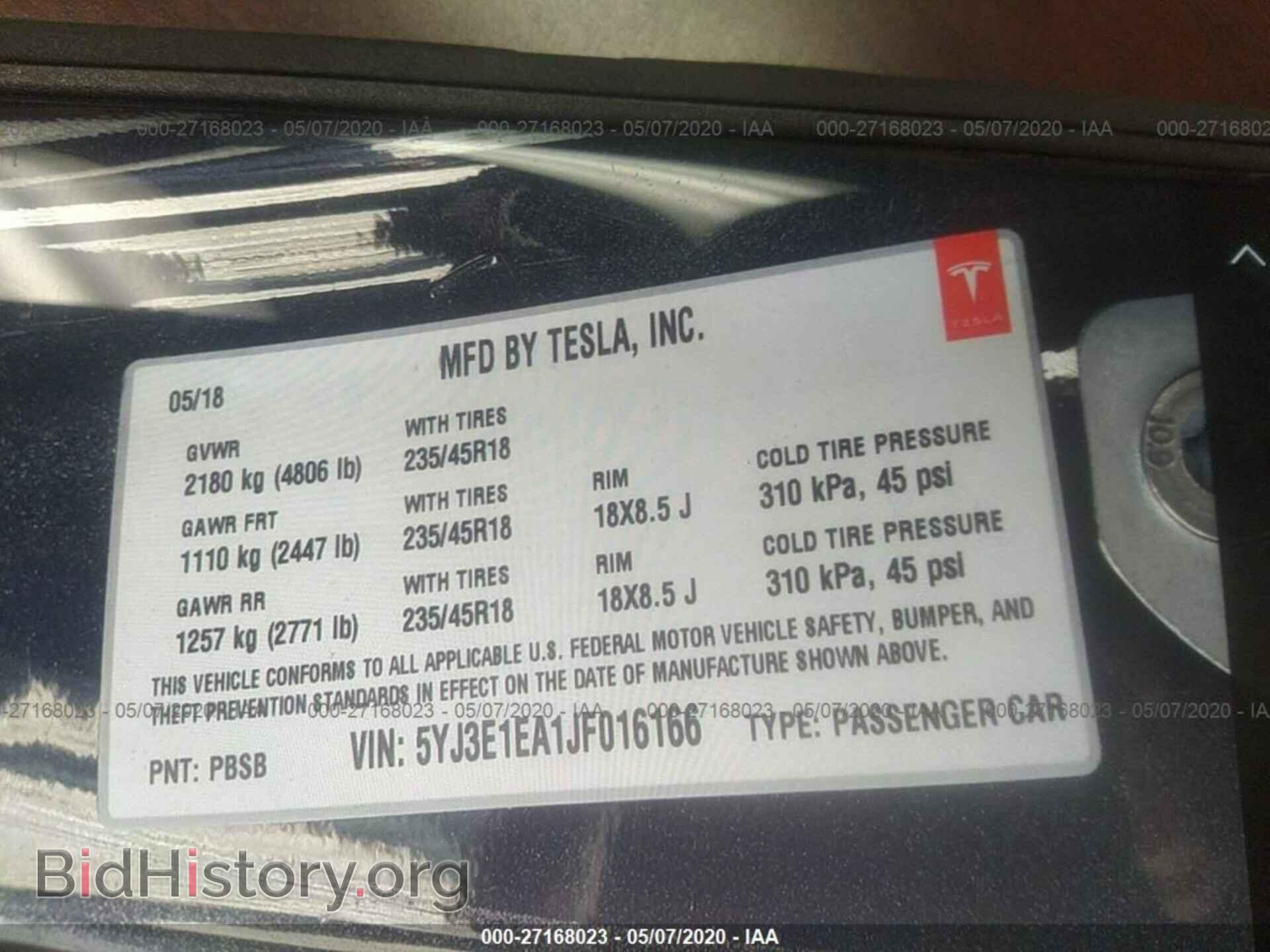 2018 TESLA MODEL 3 - VIN: 5YJ3E1EA1JF016166 - Photo 9