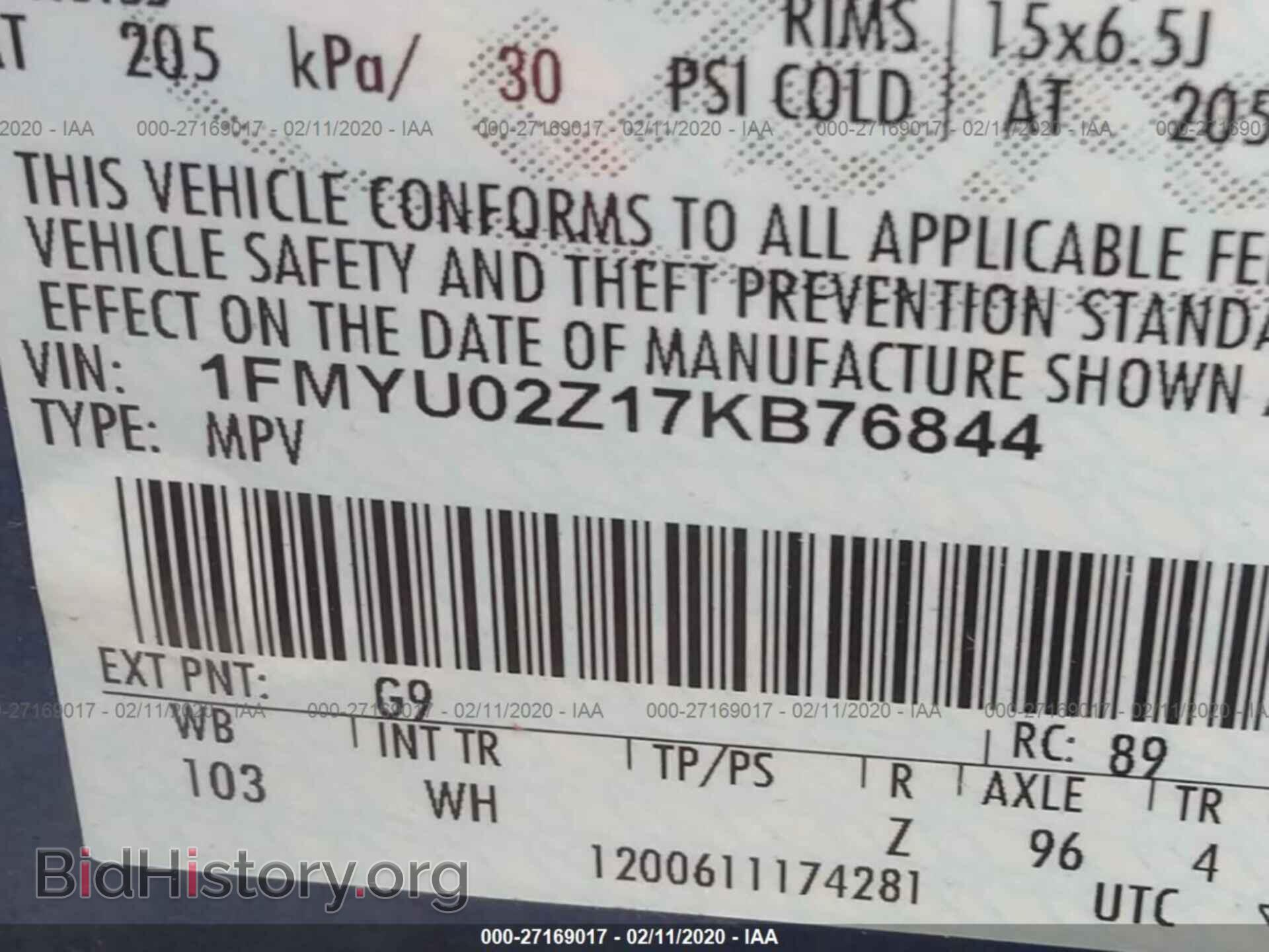2007 FORD ESCAPE - VIN: 1FMYU02Z17KB76844 - Фото 9