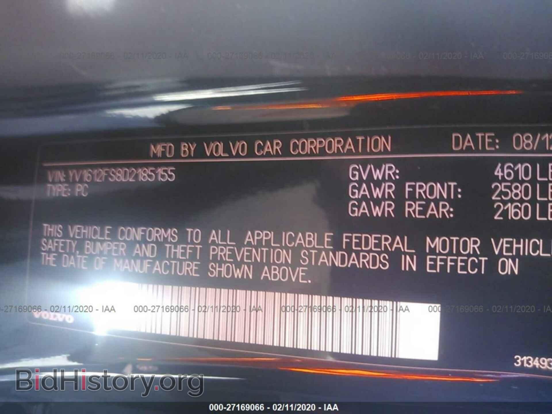 2013 VOLVO S60 - VIN: YV1612FS8D2185155 - Фото 9