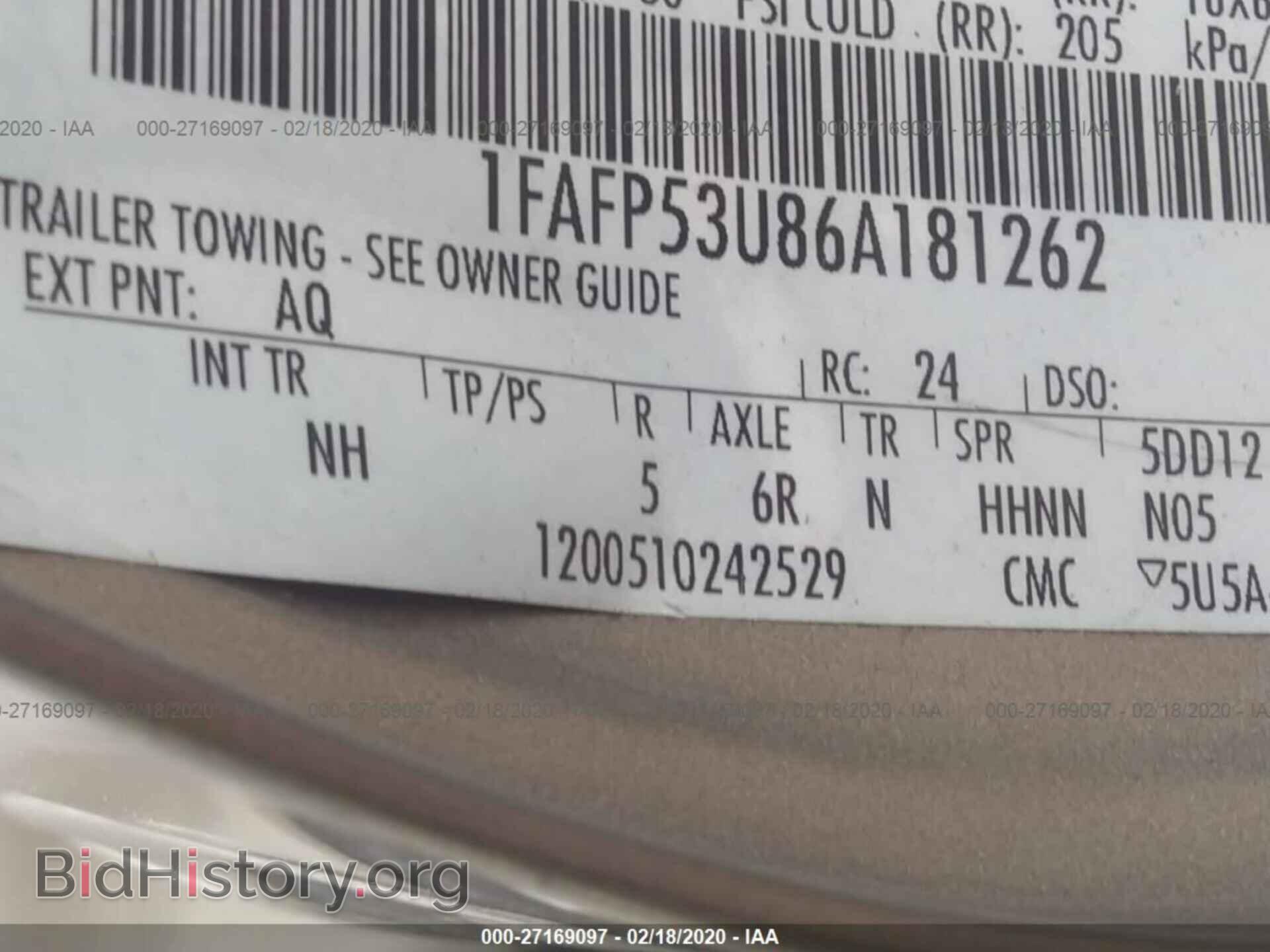 2006 FORD TAURUS - VIN: 1FAFP53U86A181262 - Photo 9