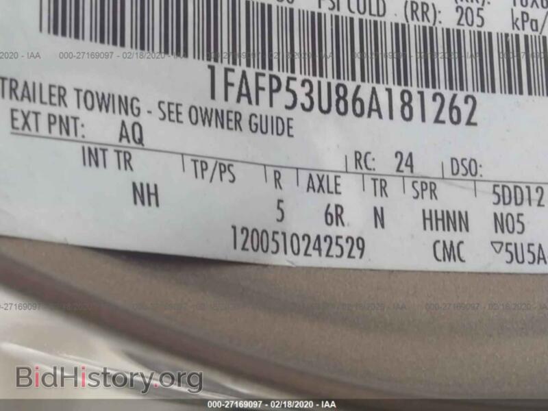 2006 Ford TAURUS (VIN 1FAFP53U86A181262) — фото 9 из 11