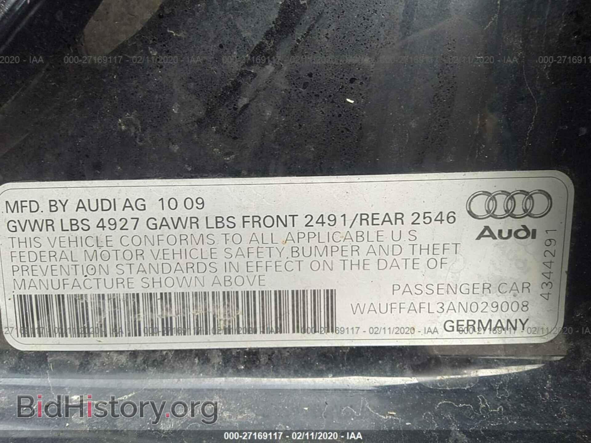 2010 AUDI A4 - VIN: WAUFFAFL3AN029008 - Фото 9