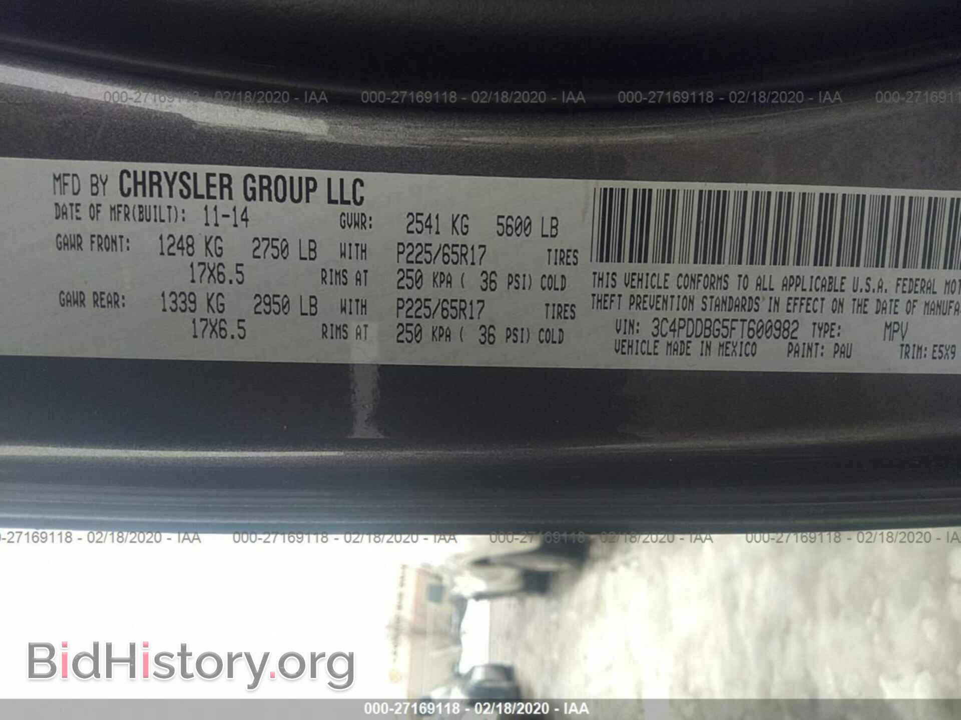 2015 DODGE JOURNEY - VIN: 3C4PDDBG5FT600982 - Фото 9
