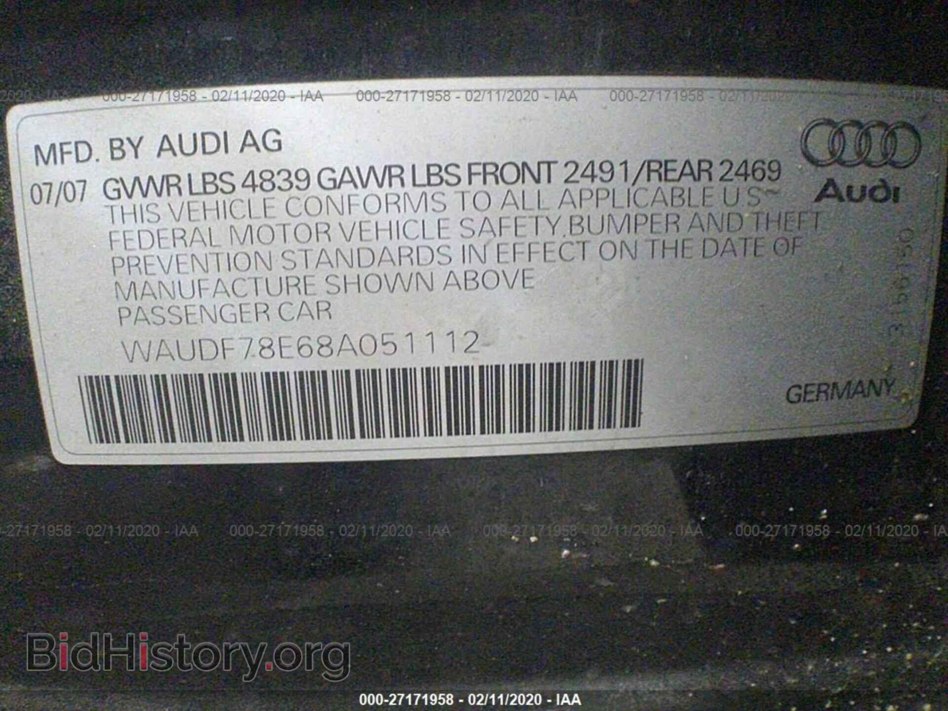 2008 AUDI A4 - VIN: WAUDF78E68A051112 - Фото 9