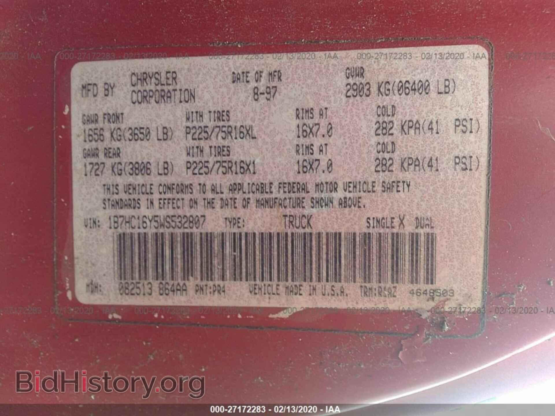1998 DODGE RAM 1500 - VIN: 1B7HC16Y5WS532807 - Фото 9