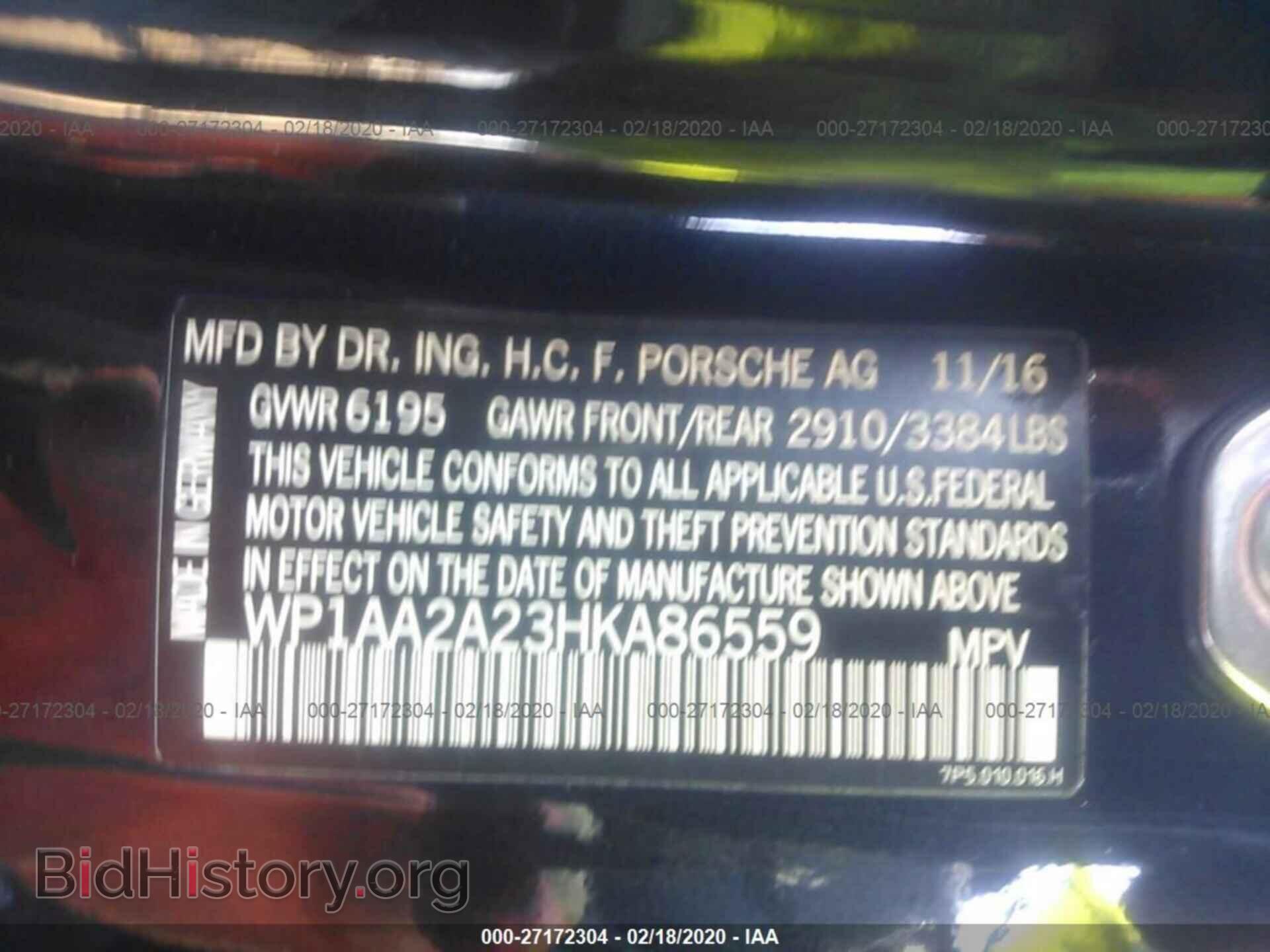 2017 PORSCHE CAYENNE - VIN: WP1AA2A23HKA86559 - Photo 9