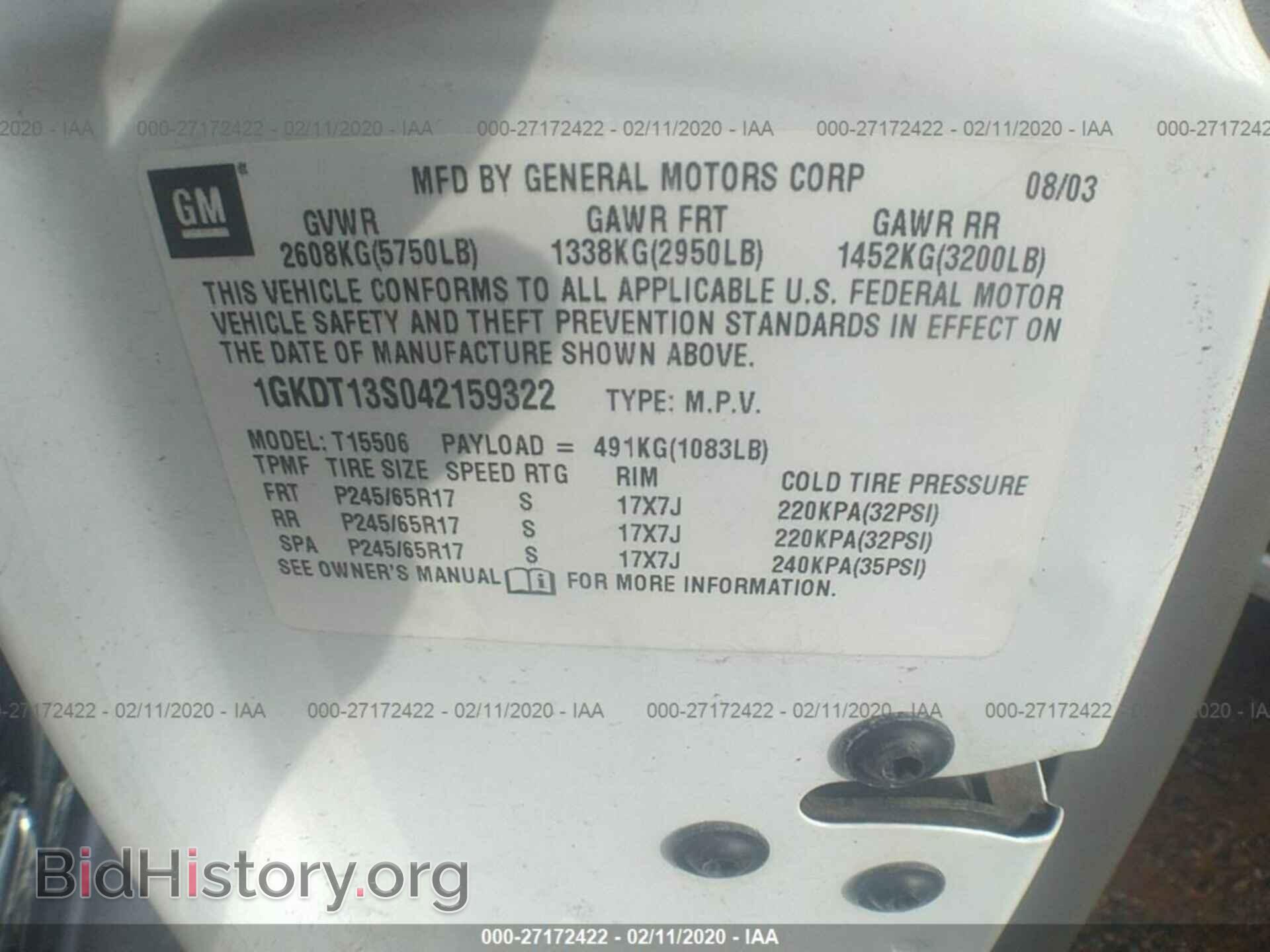 2004 GMC ENVOY - VIN: 1GKDT13S042159322 - Фото 9