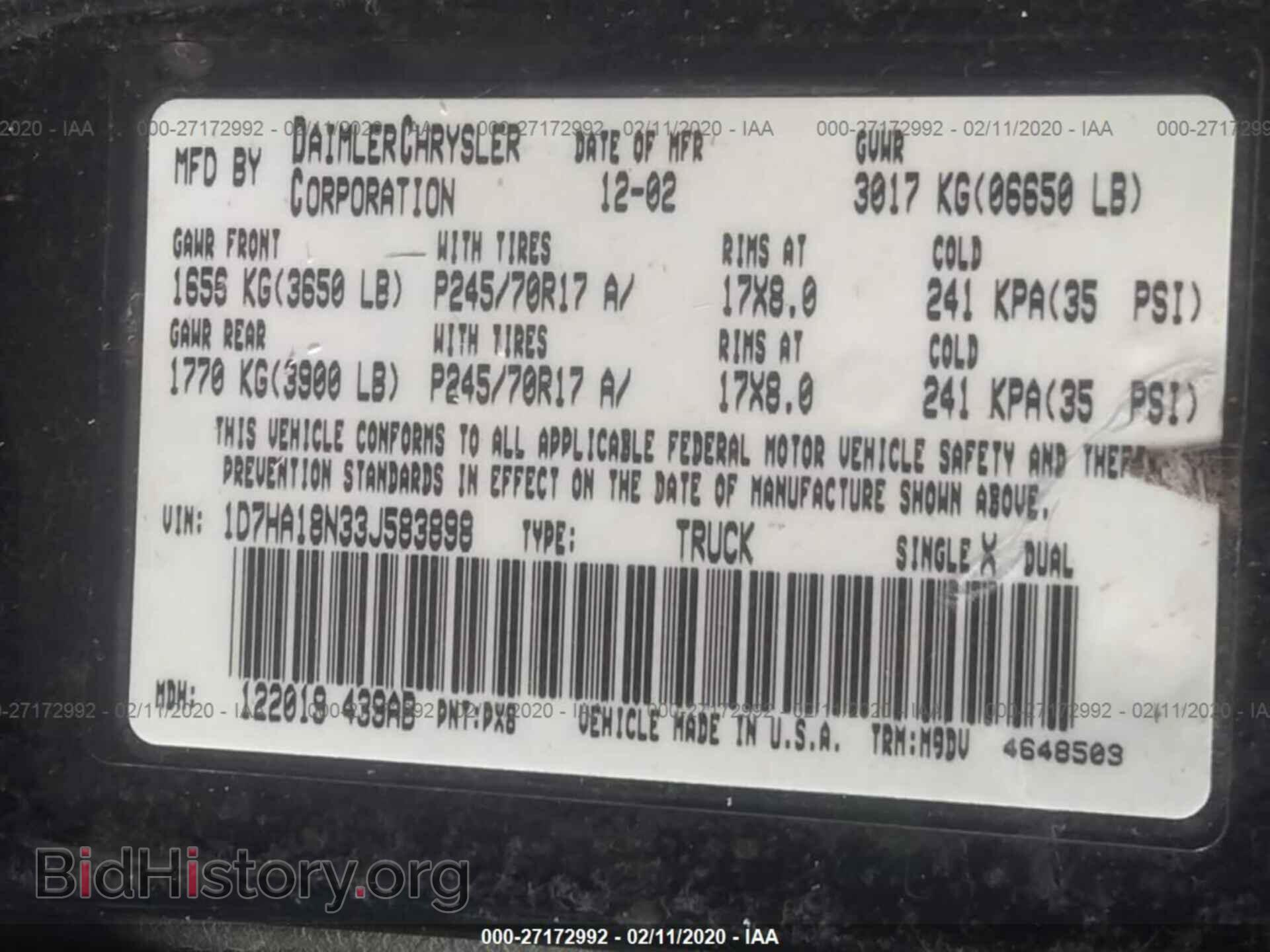2003 DODGE RAM 1500 - VIN: 1D7HA18N33J583898 - Фото 9