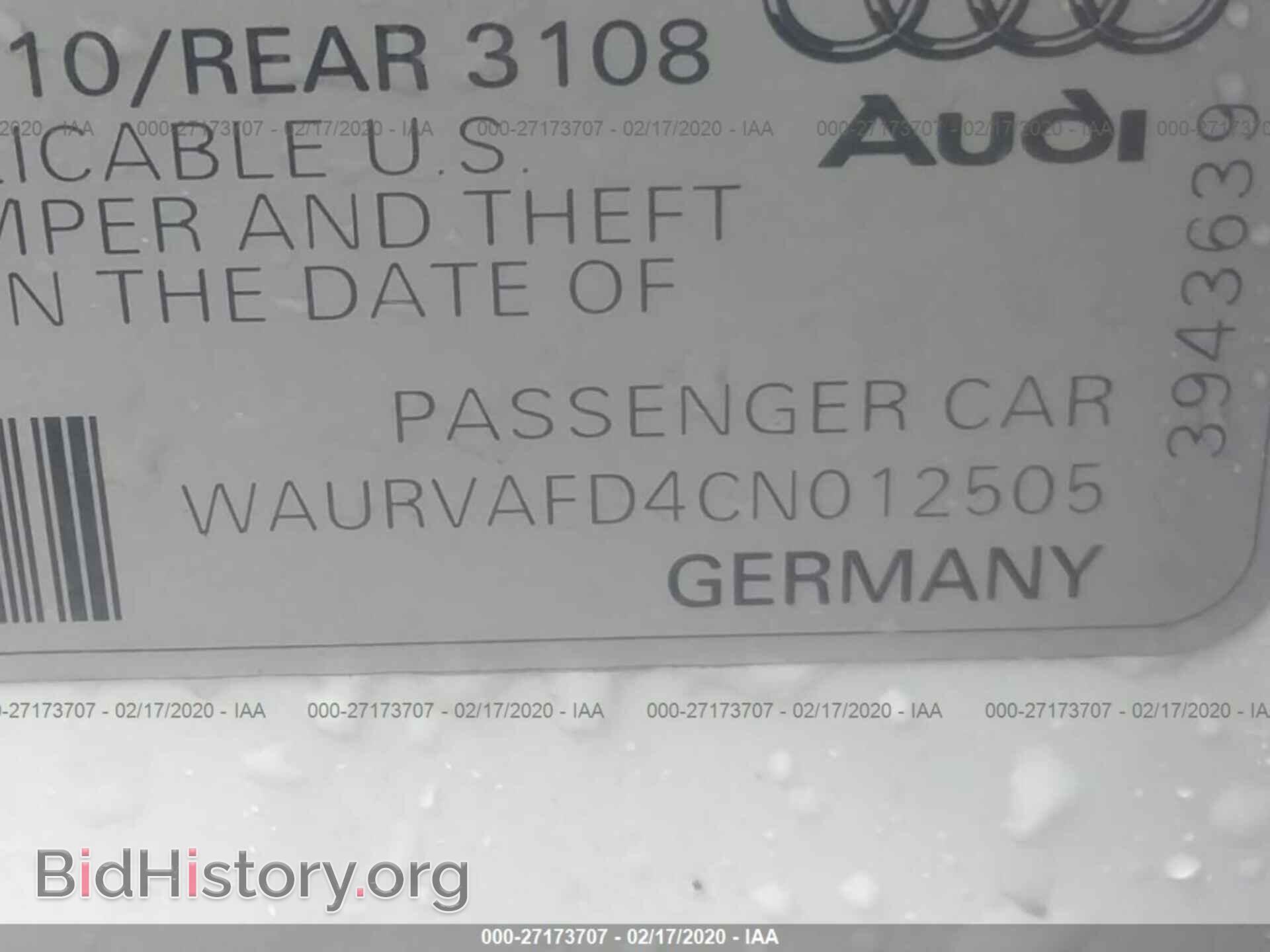 2012 AUDI A8 - VIN: WAURVAFD4CN012505 - Photo 9