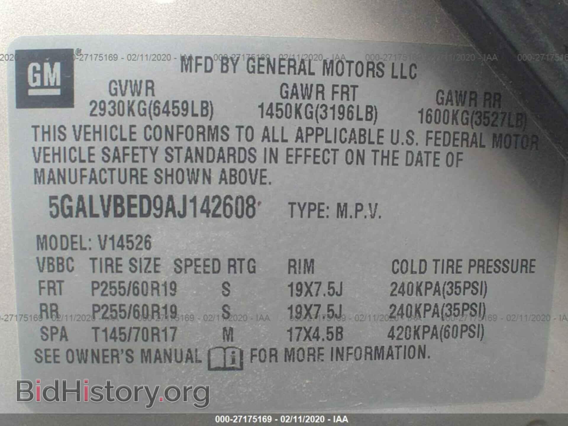 2010 BUICK ENCLAVE - VIN: 5GALVBED9AJ142608 - Фото 9