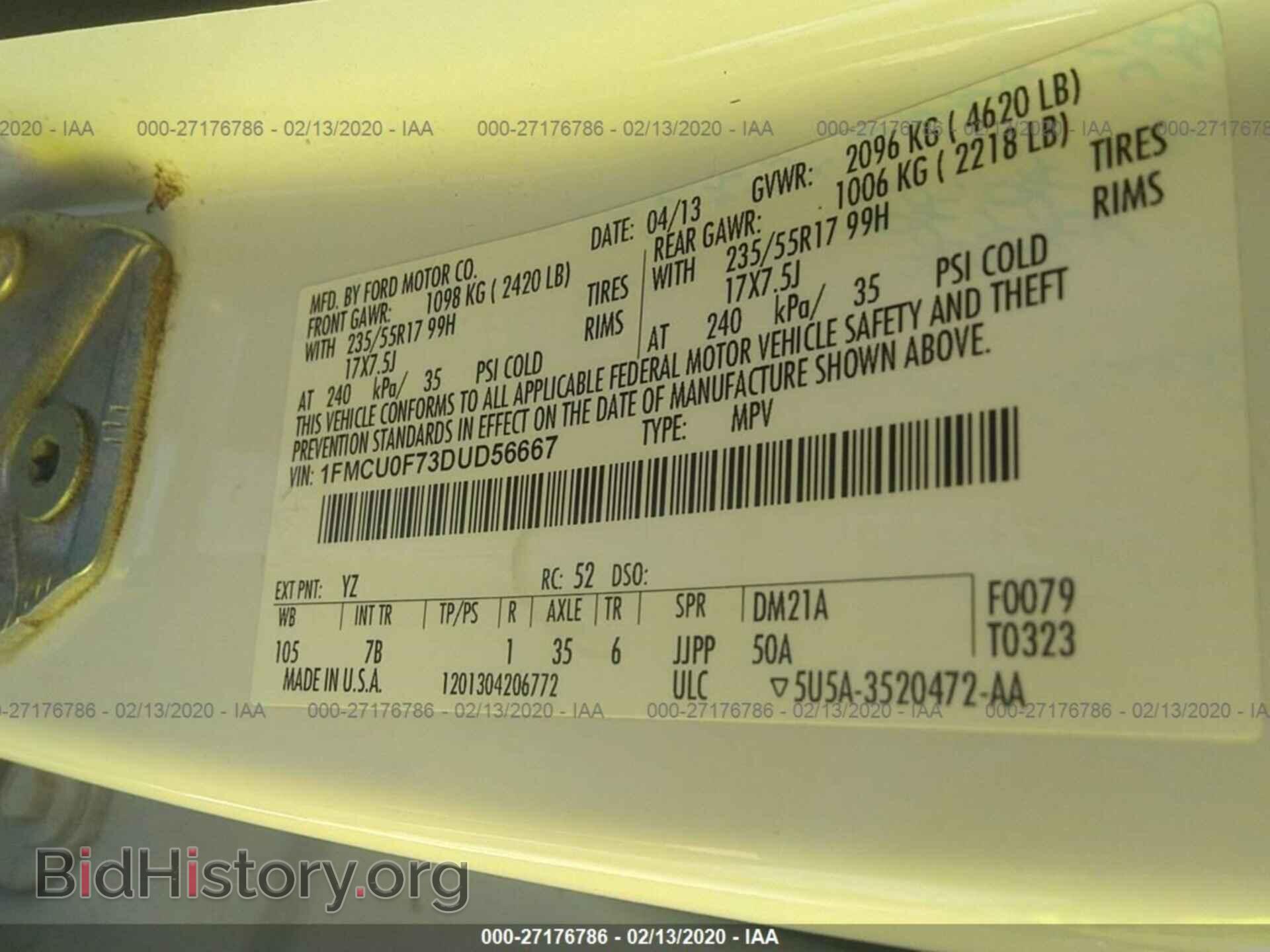 2013 FORD ESCAPE - VIN: 1FMCU0F73DUD56667 - Photo 9