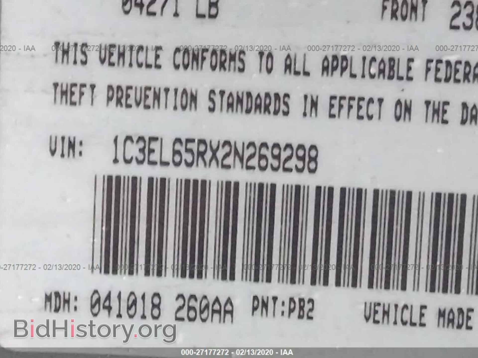 2002 CHRYSLER SEBRING - VIN: 1C3EL65RX2N269298 - Фото 9