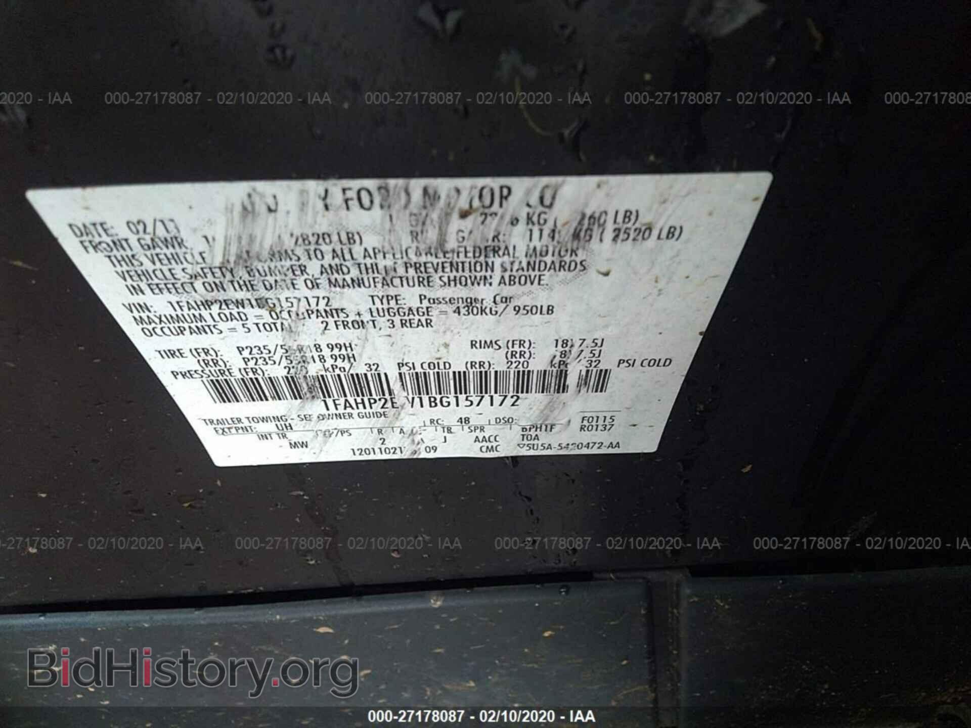 2011 FORD TAURUS - VIN: 1FAHP2EW1BG157172 - Фото 9