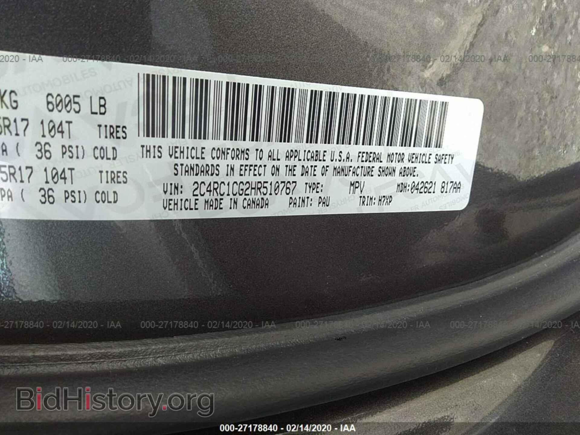 2017 CHRYSLER PACIFICA - VIN: 2C4RC1CG2HR510767 - Photo 9