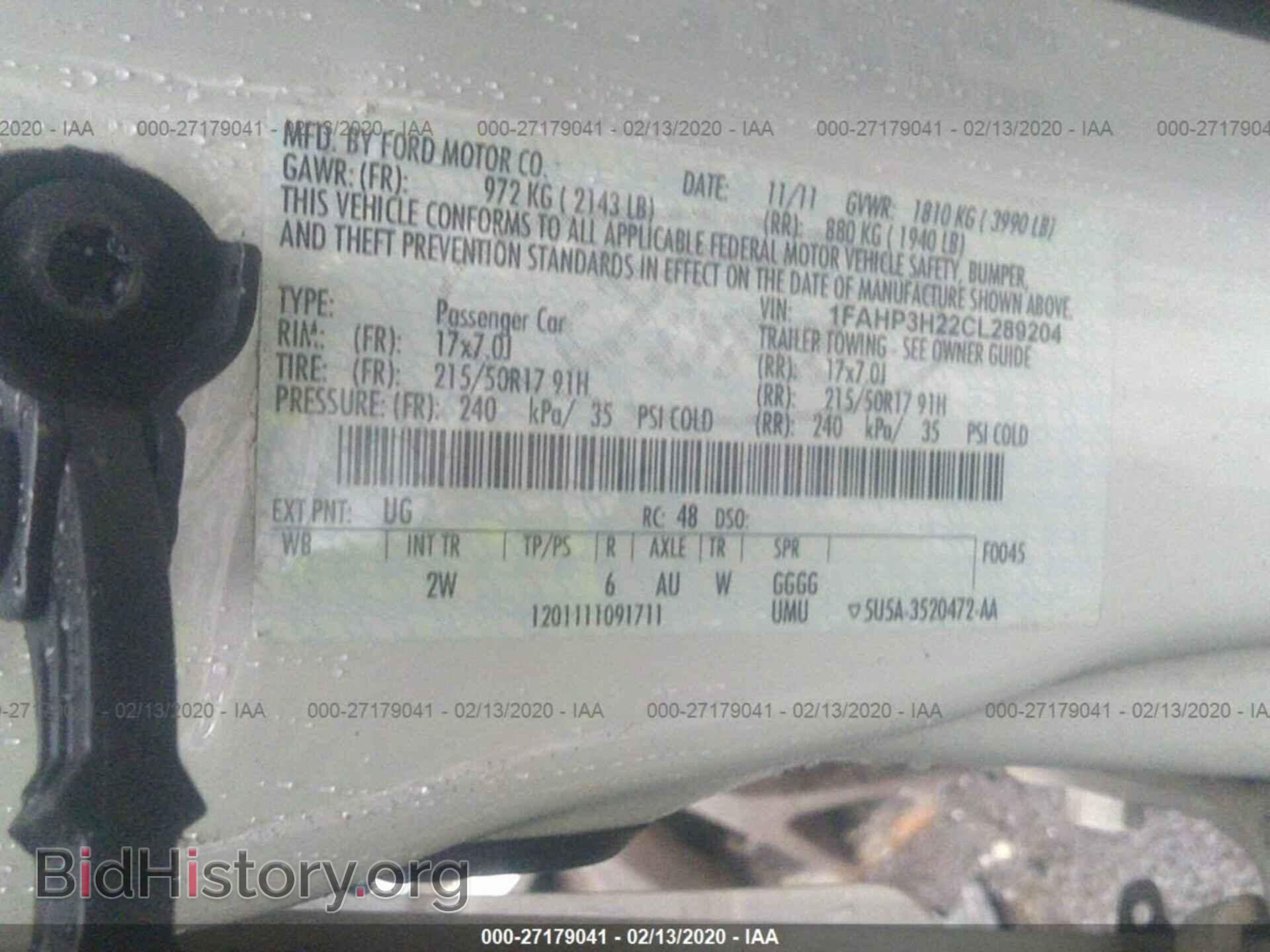 2012 FORD FOCUS - VIN: 1FAHP3H22CL289204 - Фото 9