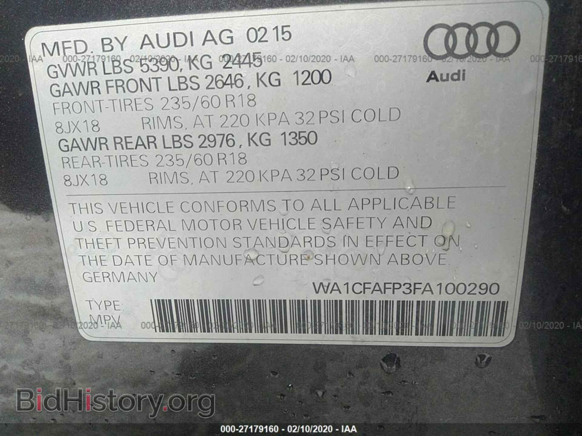 2015 AUDI Q5 - VIN: WA1CFAFP3FA100290 - Photo 9