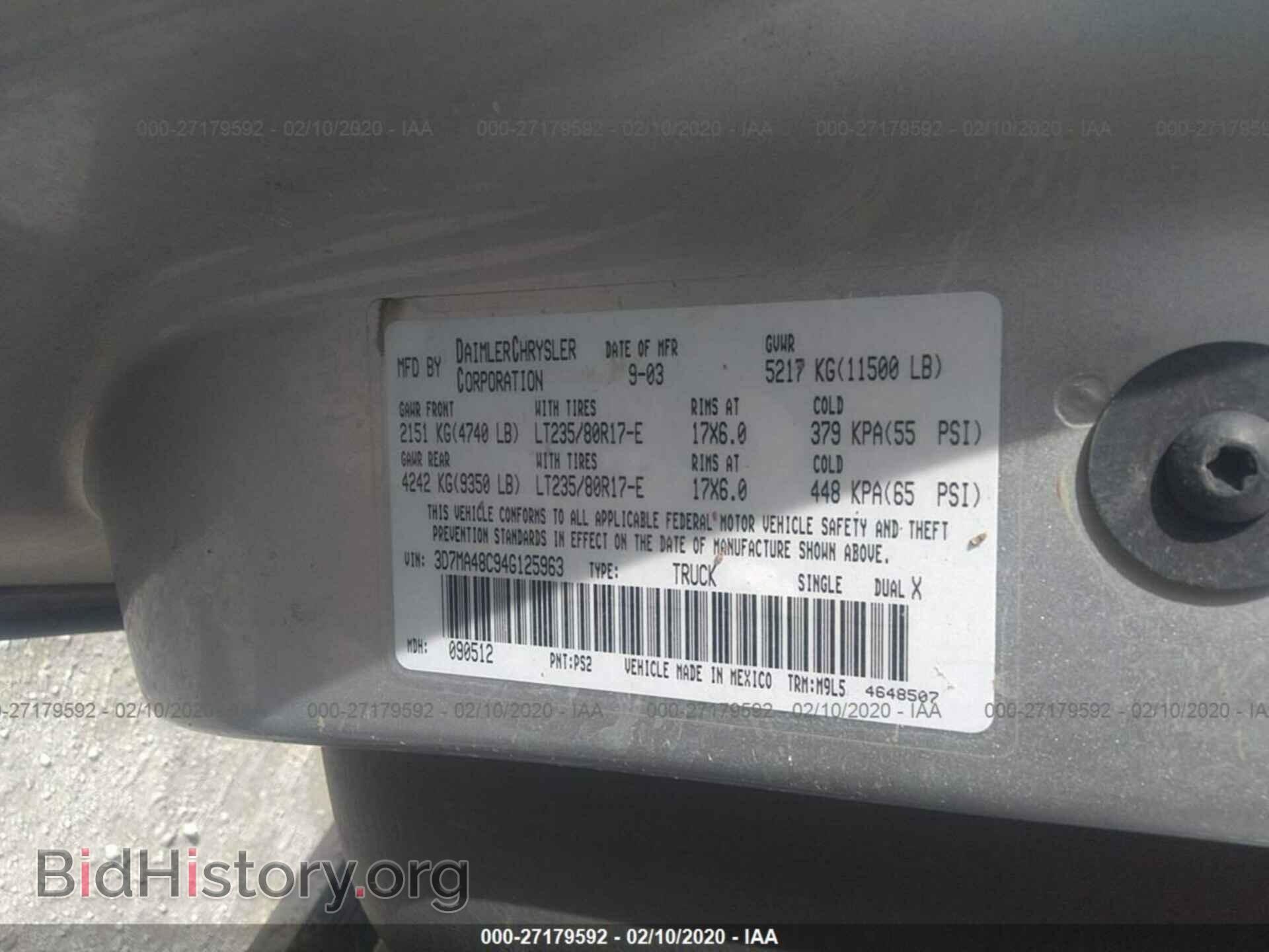 2004 DODGE RAM 3500 - VIN: 3D7MA48C94G125963 - Фото 9