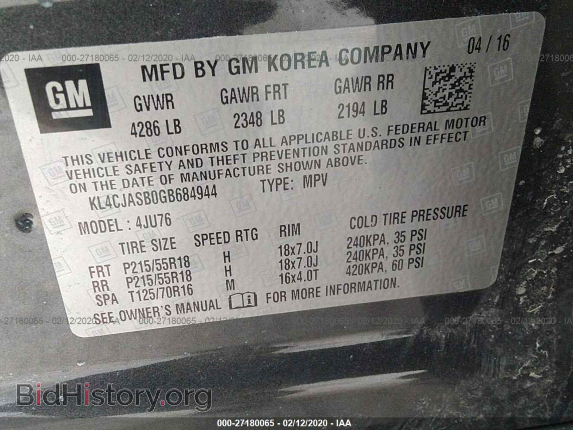 2016 BUICK ENCORE - VIN: KL4CJASB0GB684944 - Photo 9