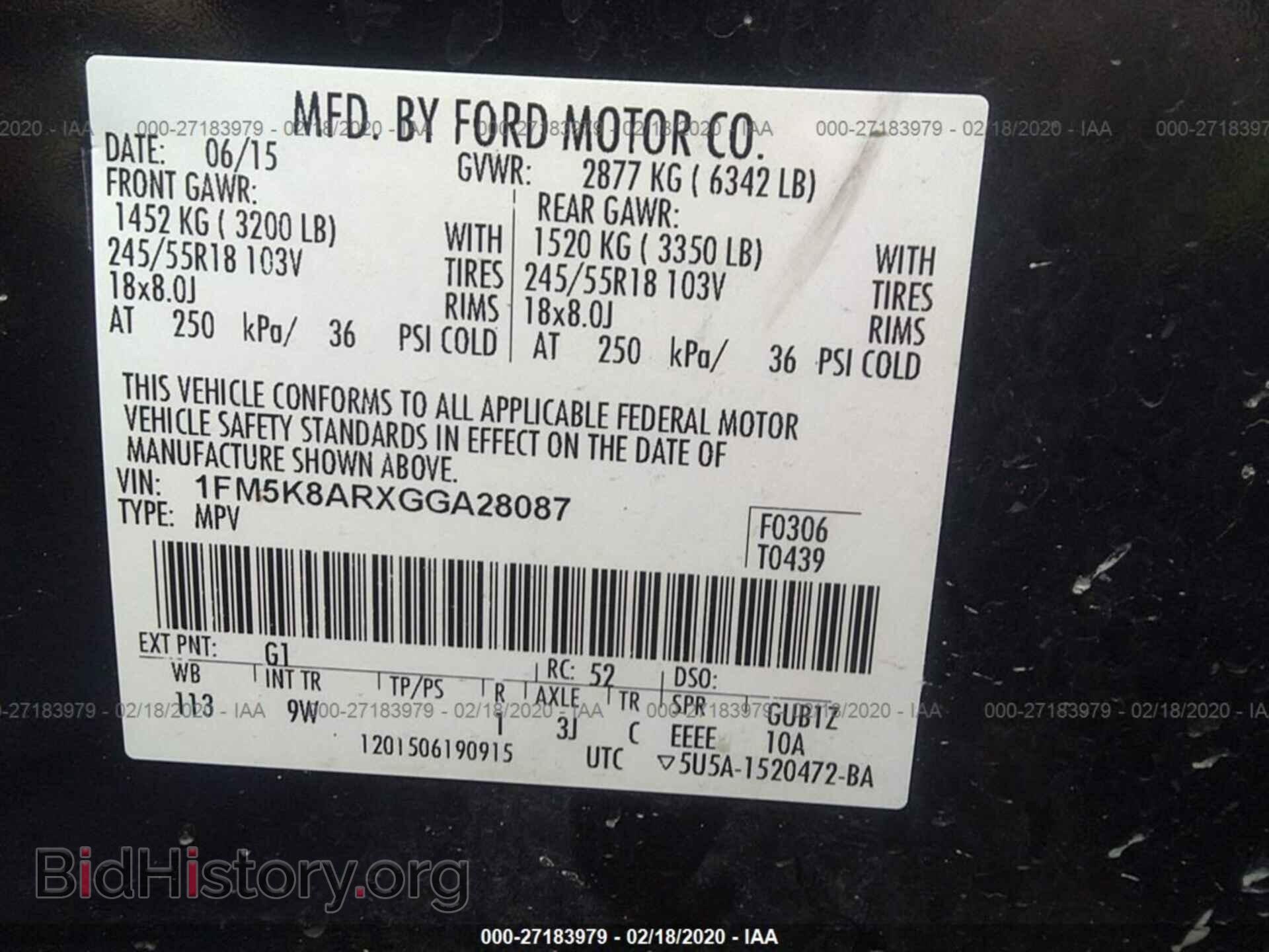 2016 FORD EXPLORER - VIN: 1FM5K8ARXGGA28087 - Photo 9