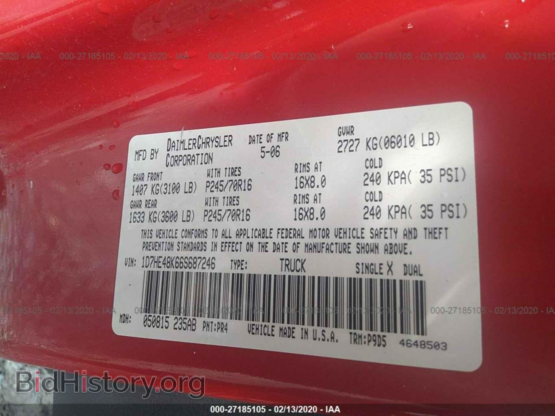 2006 DODGE DAKOTA - VIN: 1D7HE48K66S687246 - Фото 9