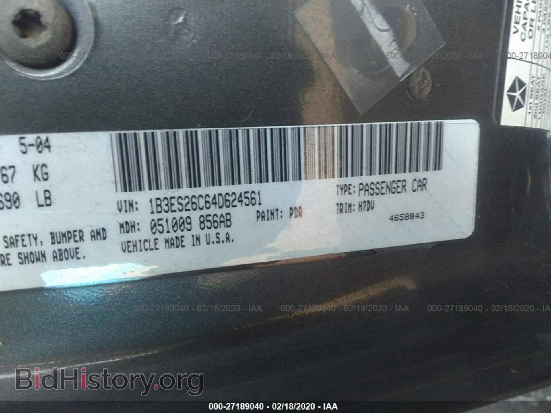 2004 DODGE NEON - VIN: 1B3ES26C64D624561 - Фото 9