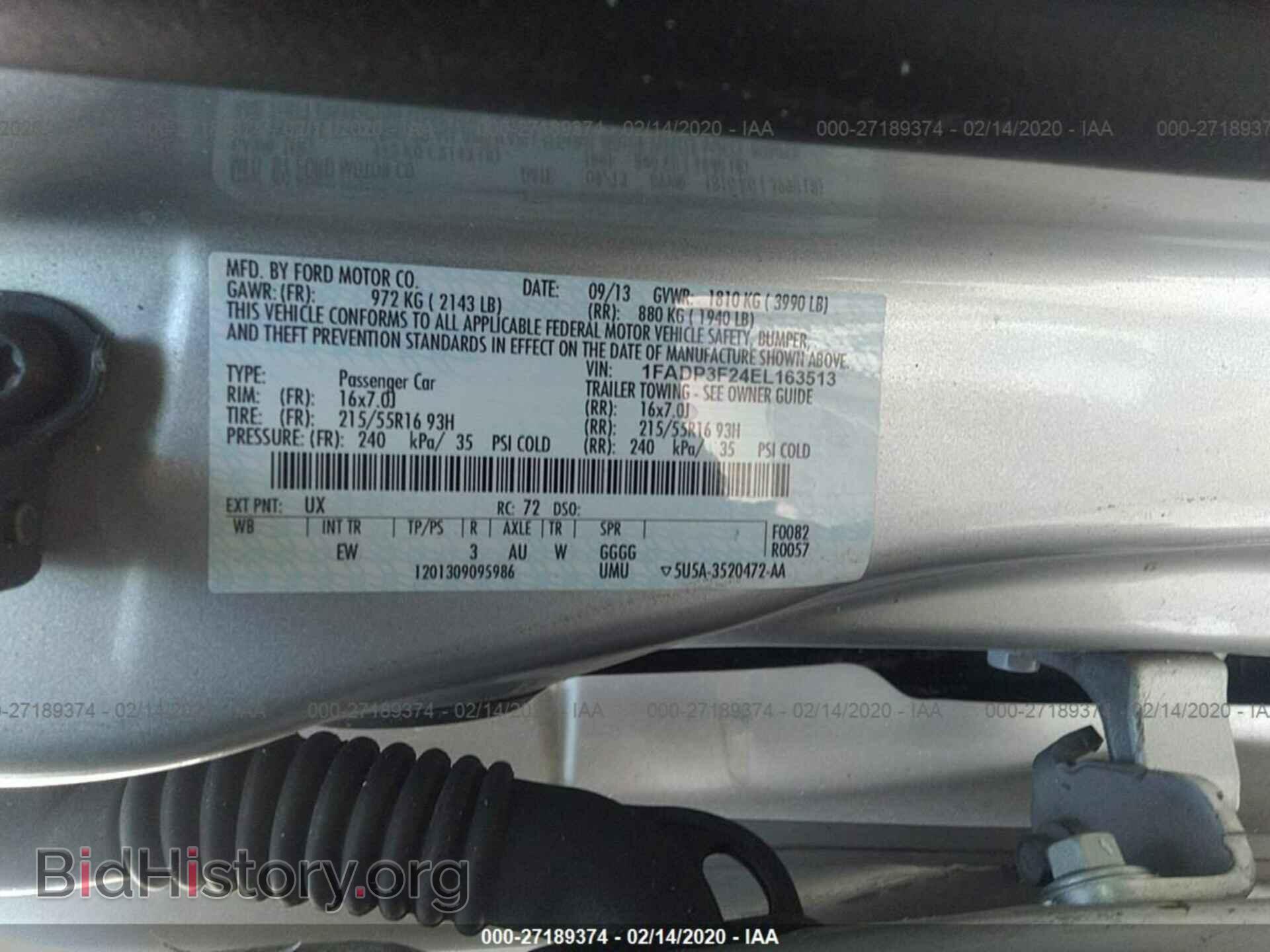 2014 FORD FOCUS - VIN: 1FADP3F24EL163513 - Фото 9