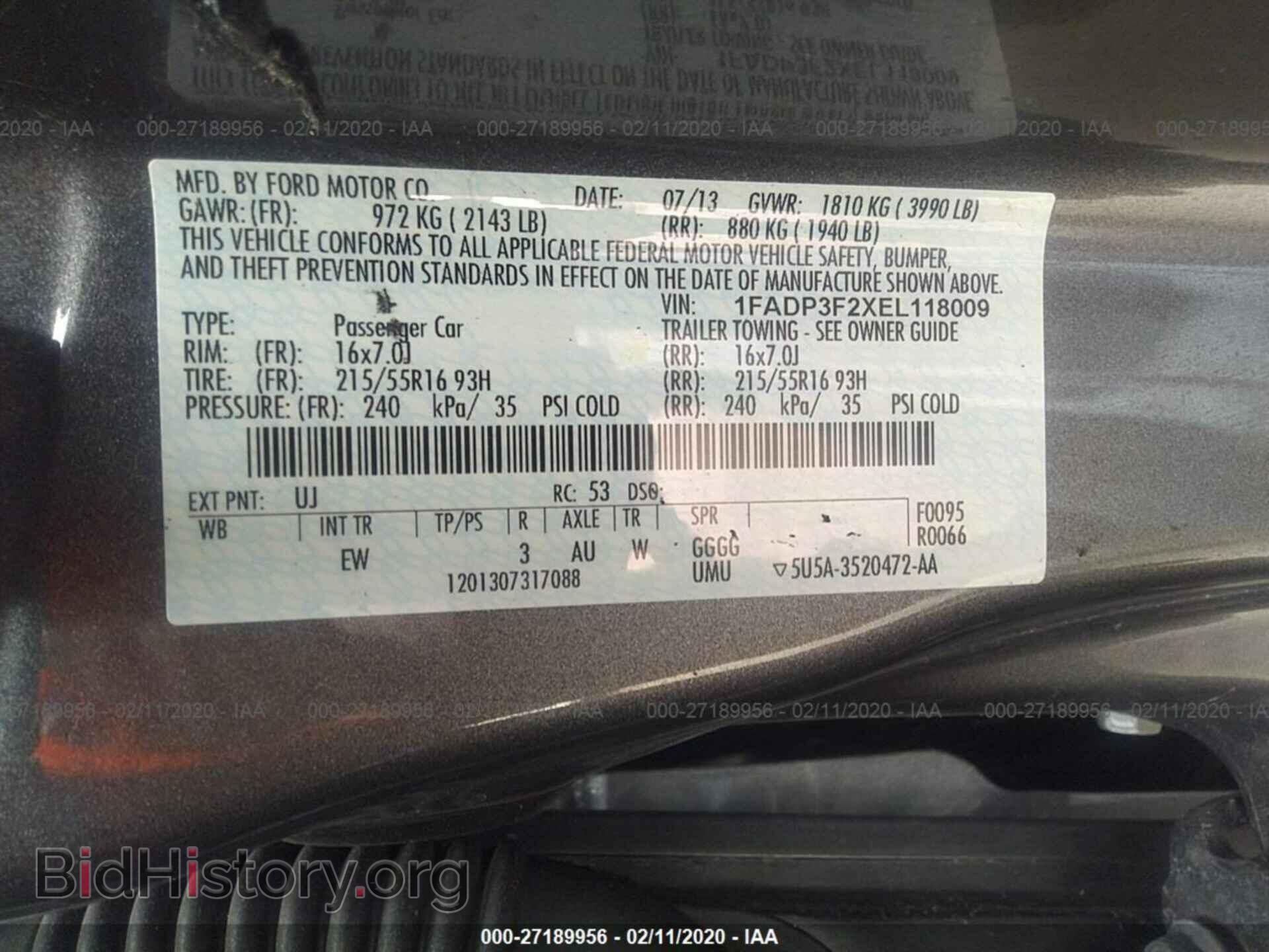 2014 FORD FOCUS - VIN: 1FADP3F2XEL118009 - Фото 9