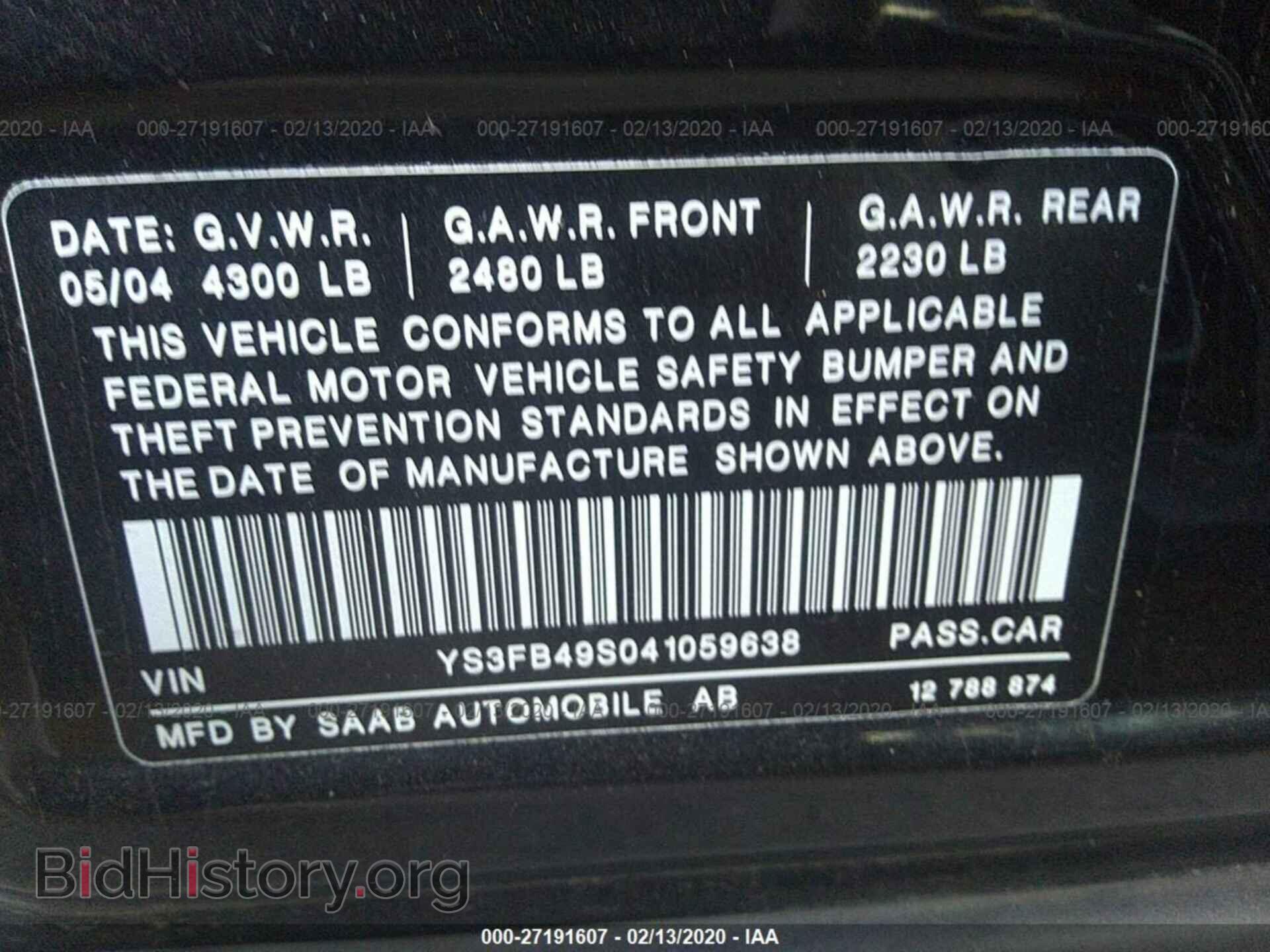 2004 SAAB 9-3 - VIN: YS3FB49S041059638 - Photo 9
