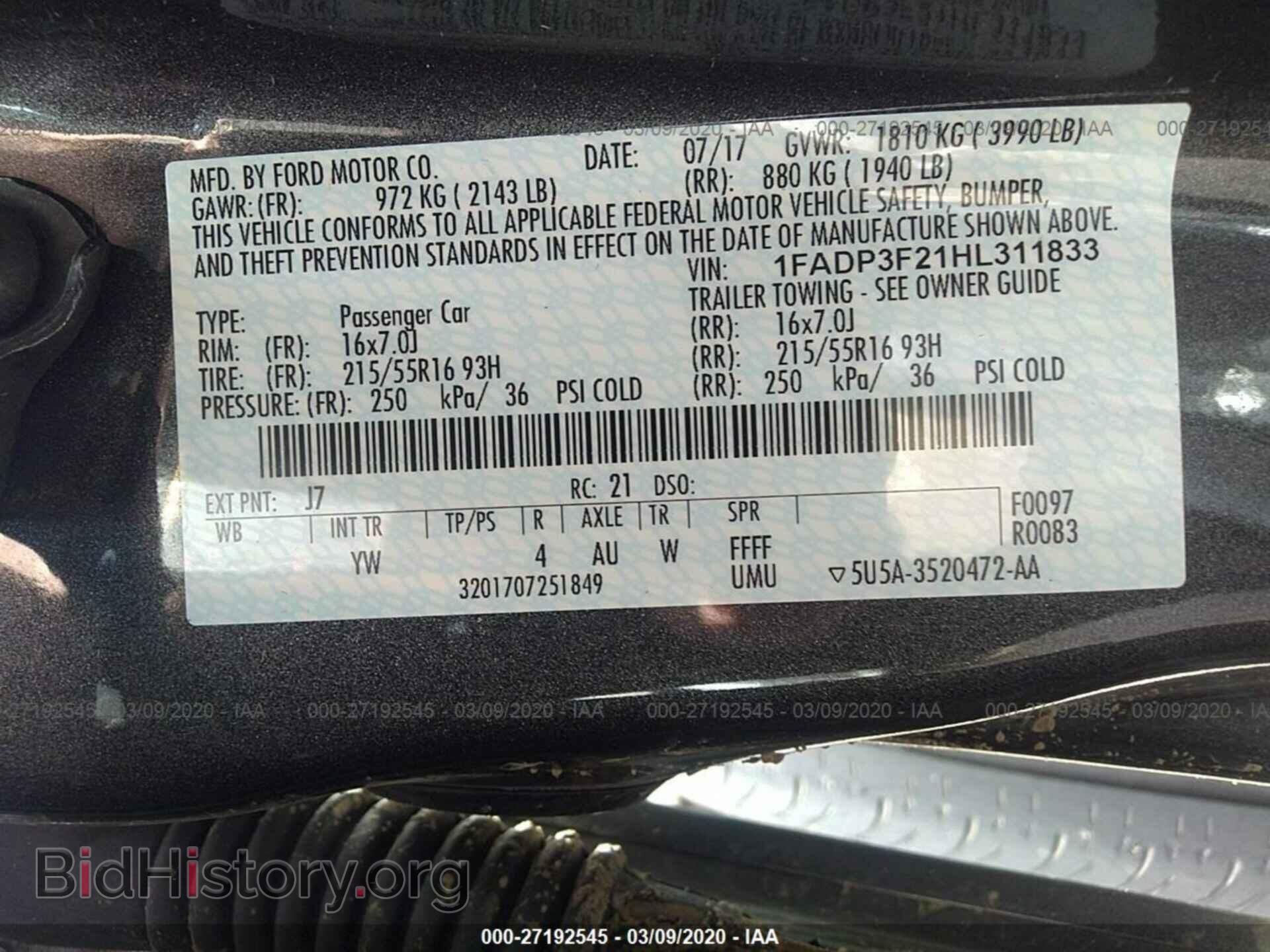 2017 FORD FOCUS - VIN: 1FADP3F21HL311833 - Фото 9