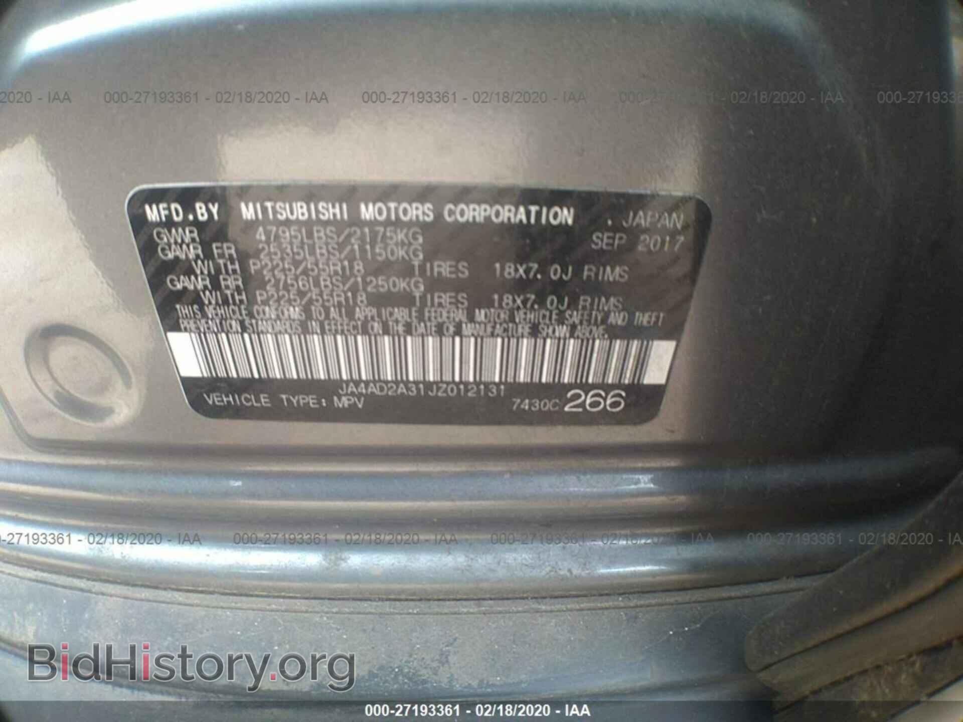 2018 MITSUBISHI OUTLANDER - VIN: JA4AD2A31JZ012131 - Фото 9
