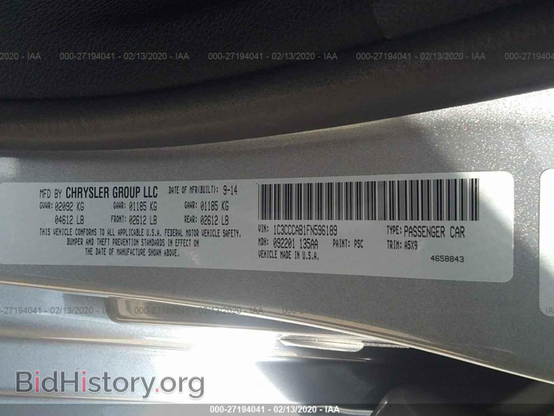 2015 CHRYSLER 200 - VIN: 1C3CCCAB1FN596189 - Фото 9
