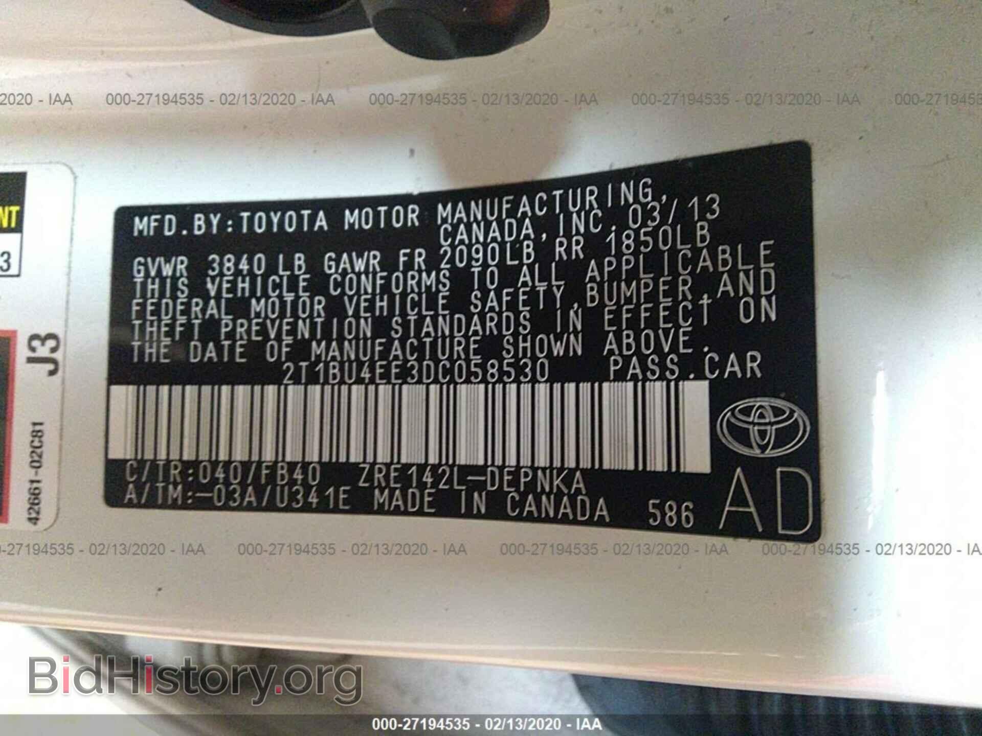 2013 TOYOTA COROLLA - VIN: 2T1BU4EE3DC058530 - Фото 9