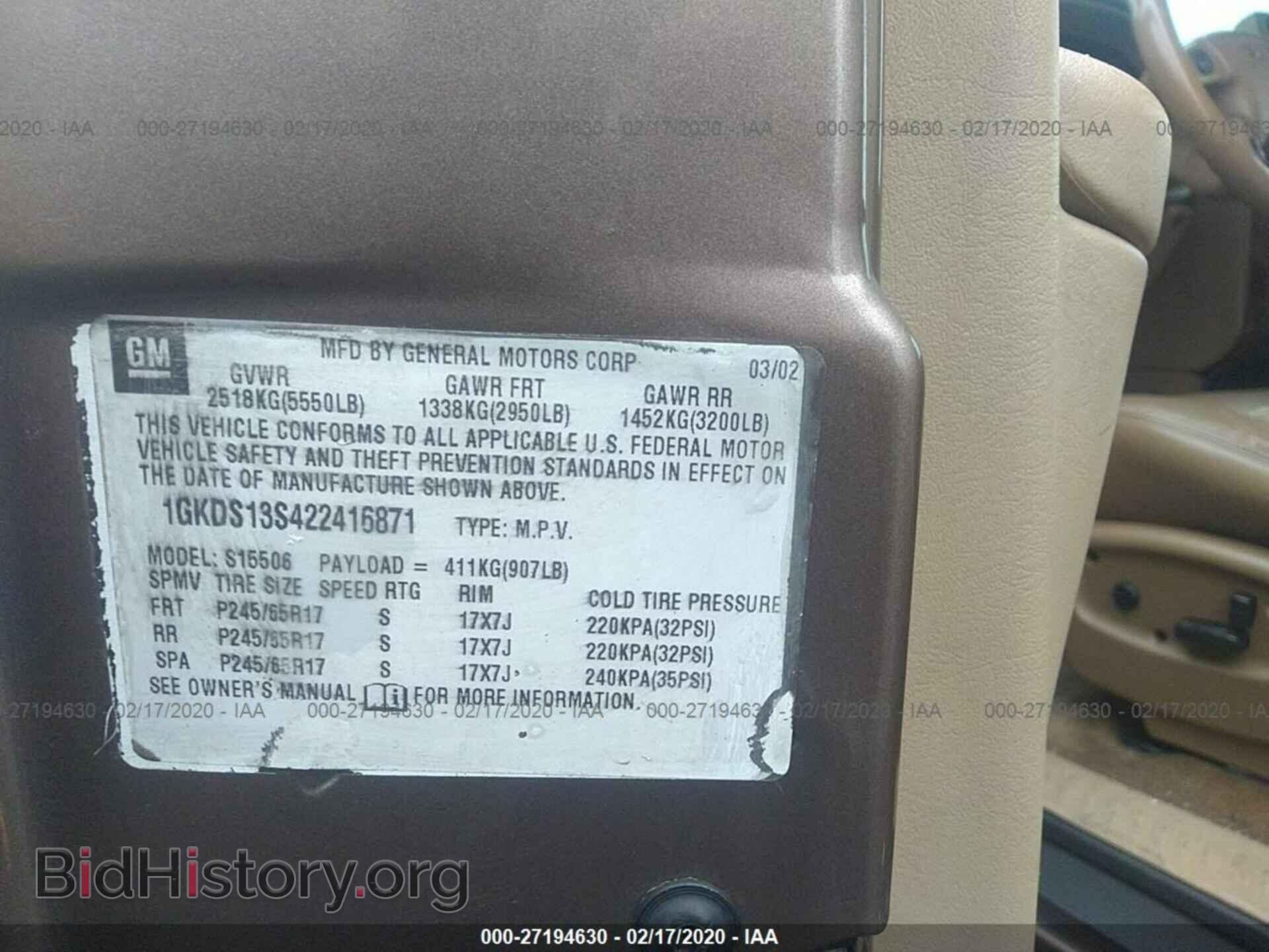 2002 GMC ENVOY - VIN: 1GKDS13S422416871 - Фото 9