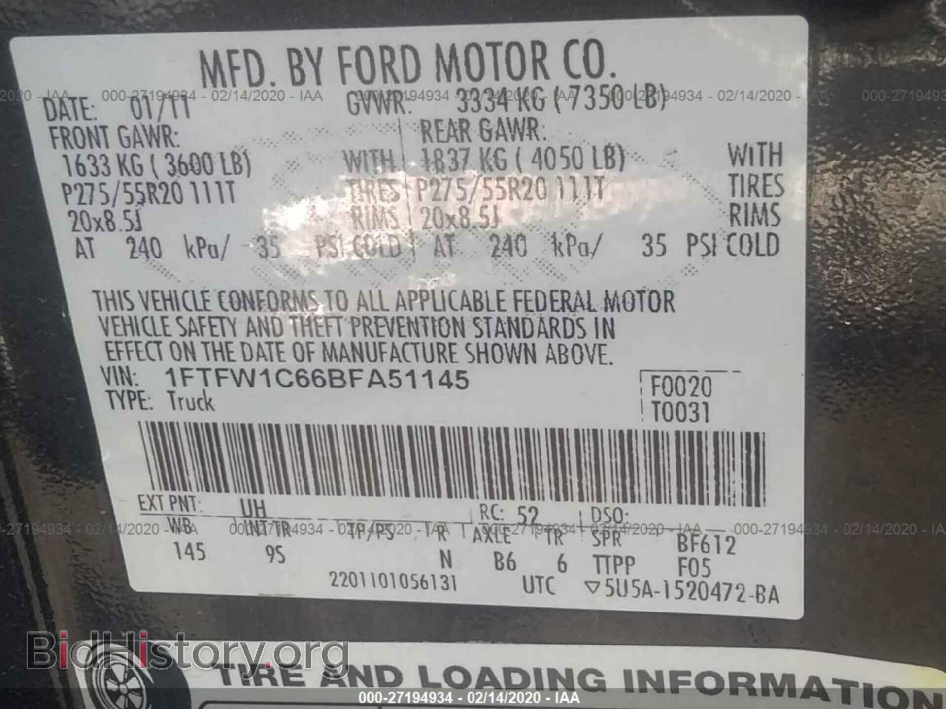 2011 FORD F150 - VIN: 1FTFW1C66BFA51145 - Photo 9