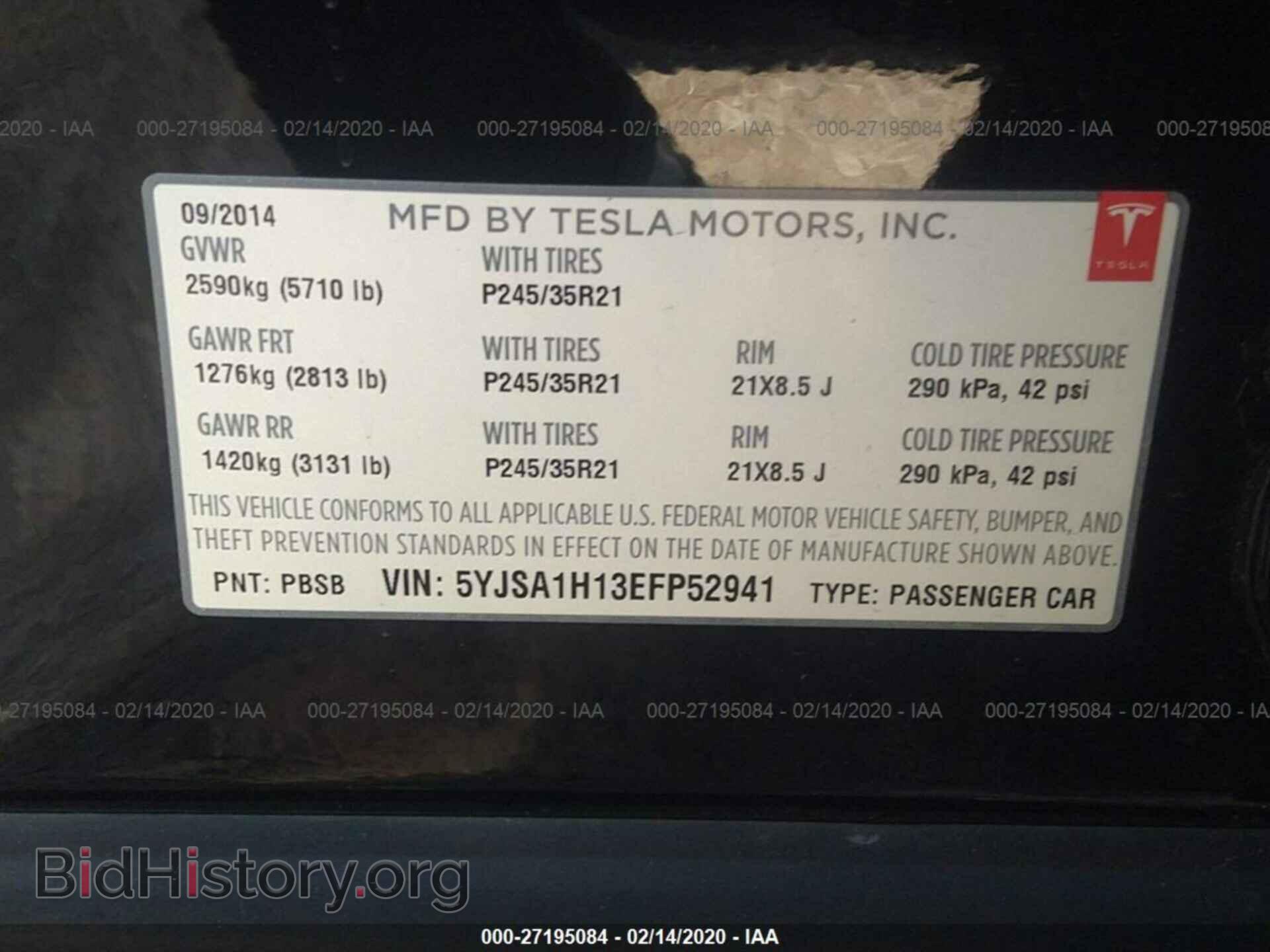 2014 TESLA MODEL S - VIN: 5YJSA1H13EFP52941 - Photo 9